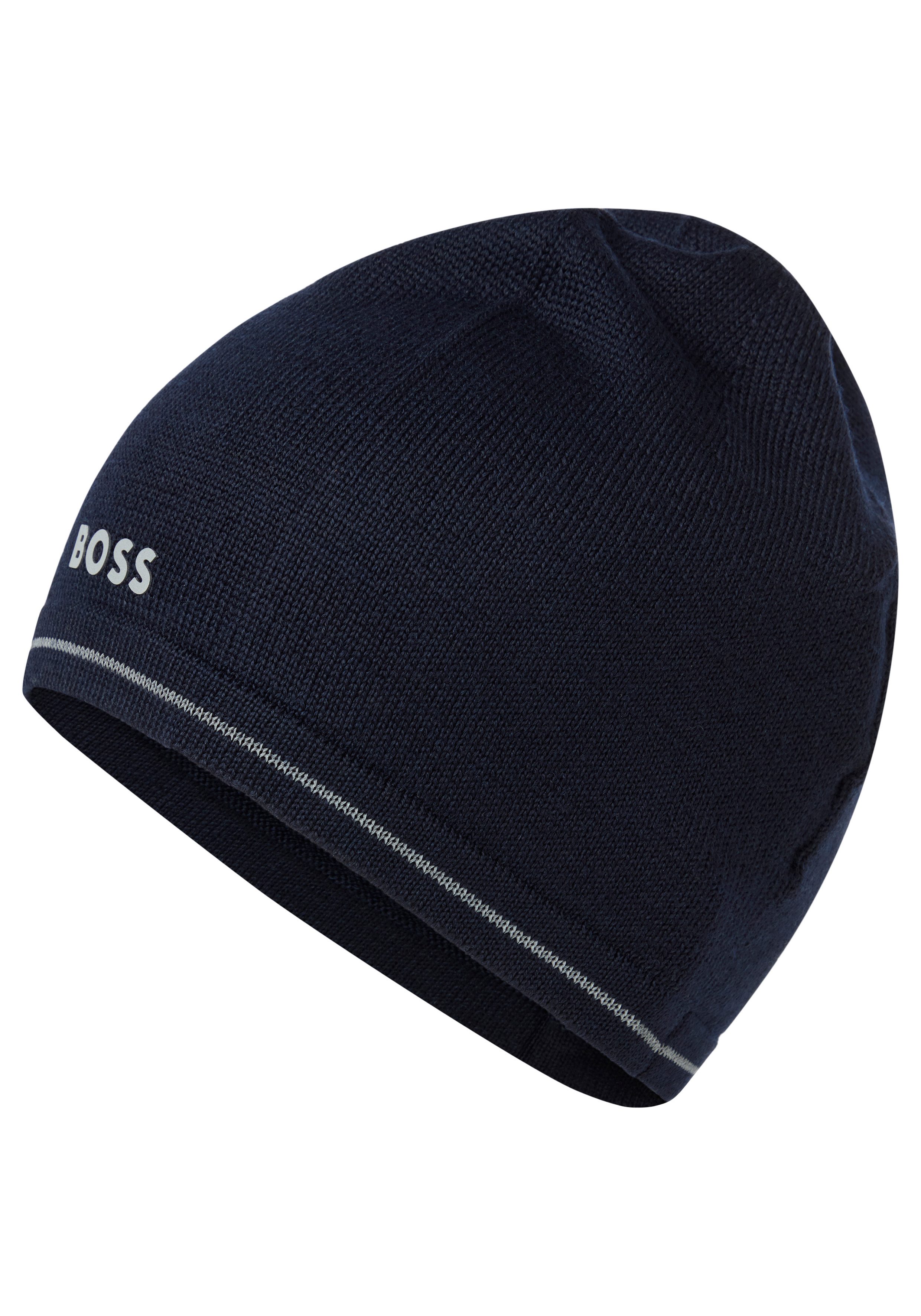 BOSS GREEN Strickmütze Arveso Beanie mit reflektierendem Label-Schriftzug günstig online kaufen