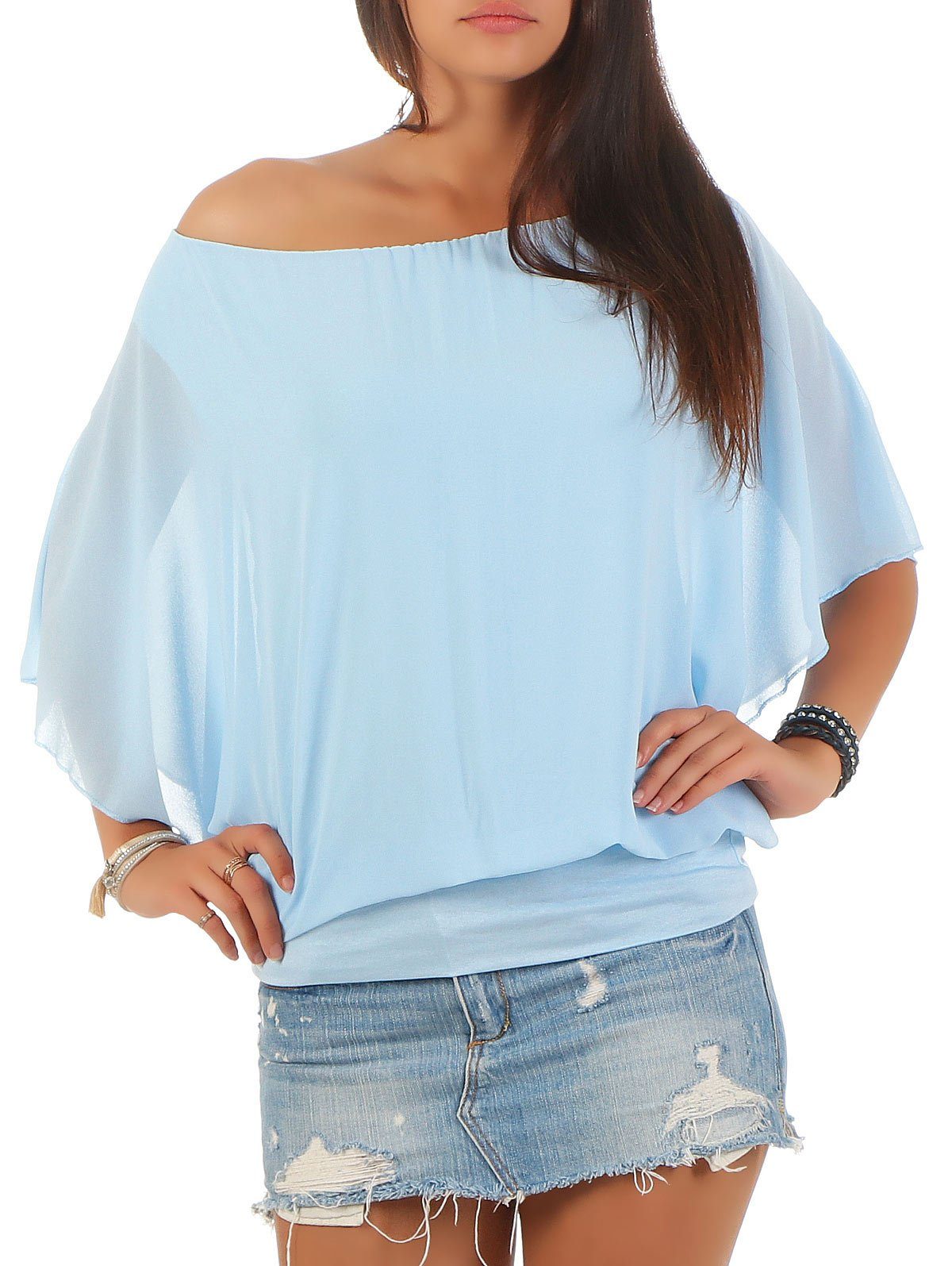 malito more than fashion Chiffonbluse 6296 mit breitem Bund Einheitsgröße günstig online kaufen