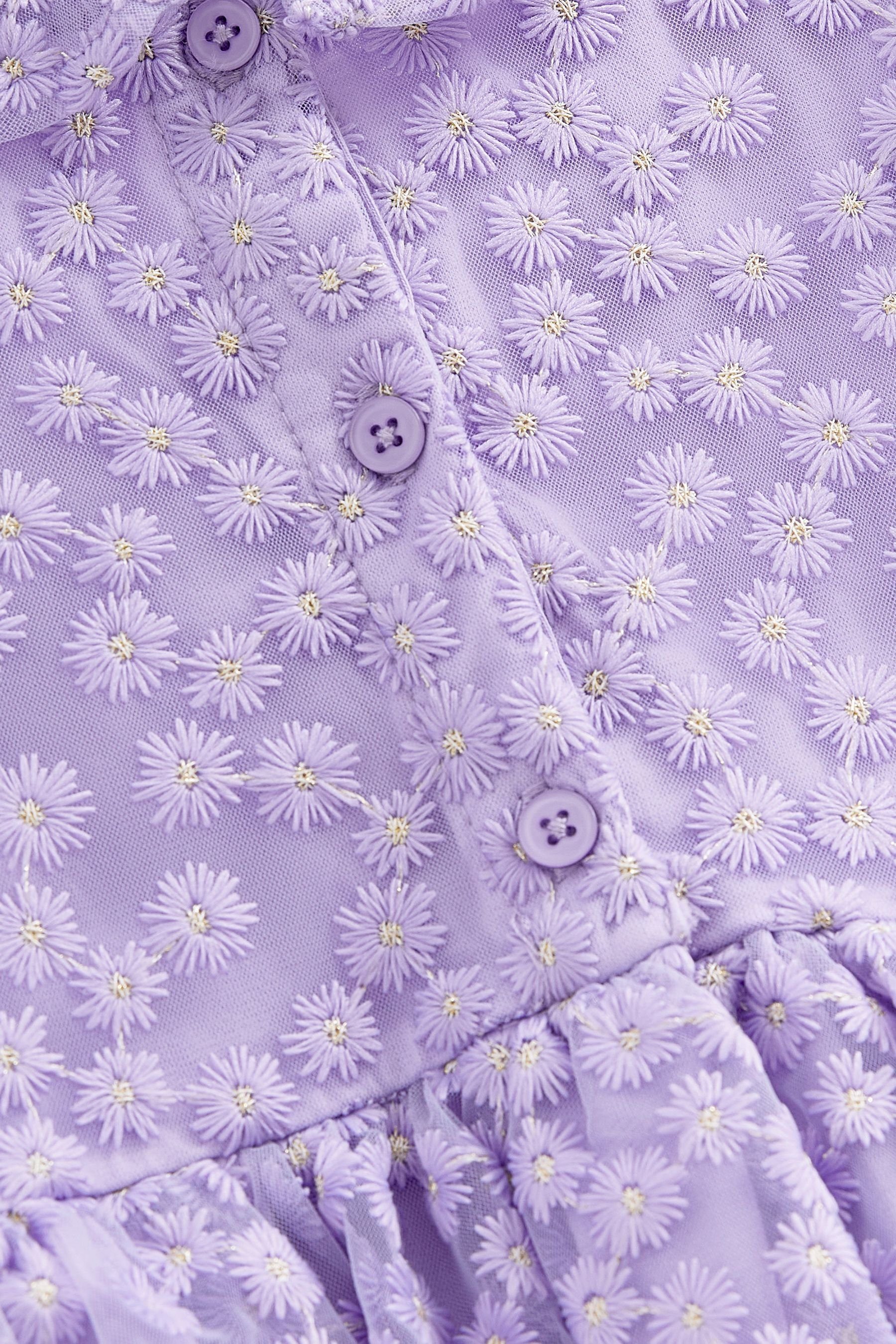 (1-tlg) Spitzenkleid kurzen Kleid mit Lilac Rüschenärmel Next Purple