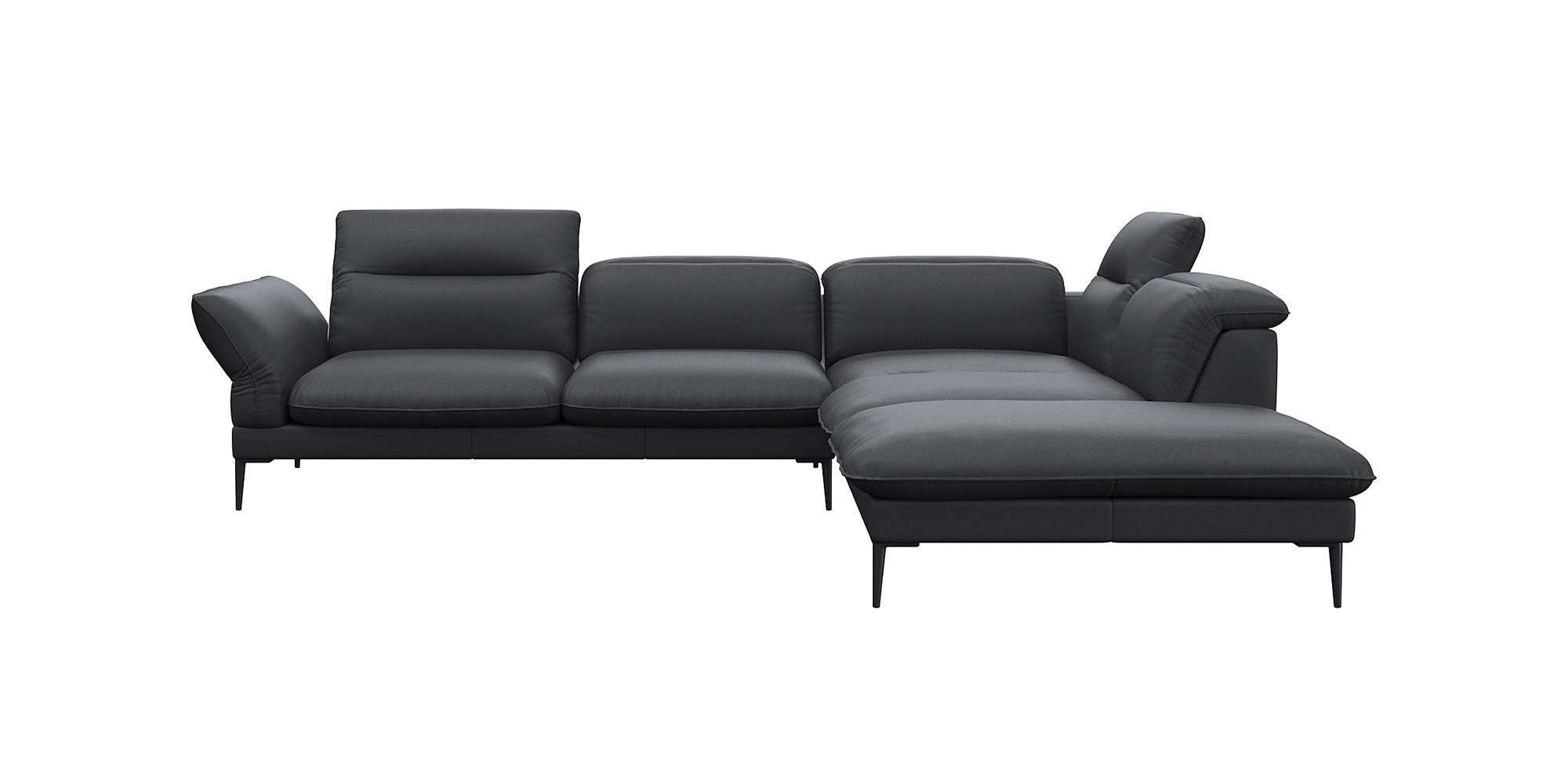 FLEXLUX Ecksofa Salino, Funktionssofa mit Ottomane, Relaxsofa, Ecksofa, Sofa mit Arm- und Kopfteil-Verstellungen, Kaltschaum & Stahl-Wellen