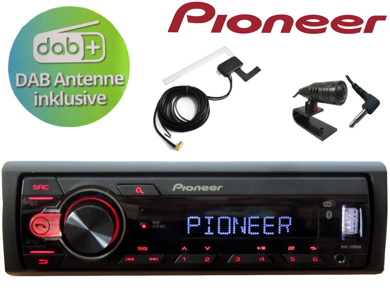 (DAB), Autoradio (Digitalradio W) 50,00 Antenne Radio PIONEER Fensterklebe + DSX Antenne DAB Bluetooth DAB+ USB