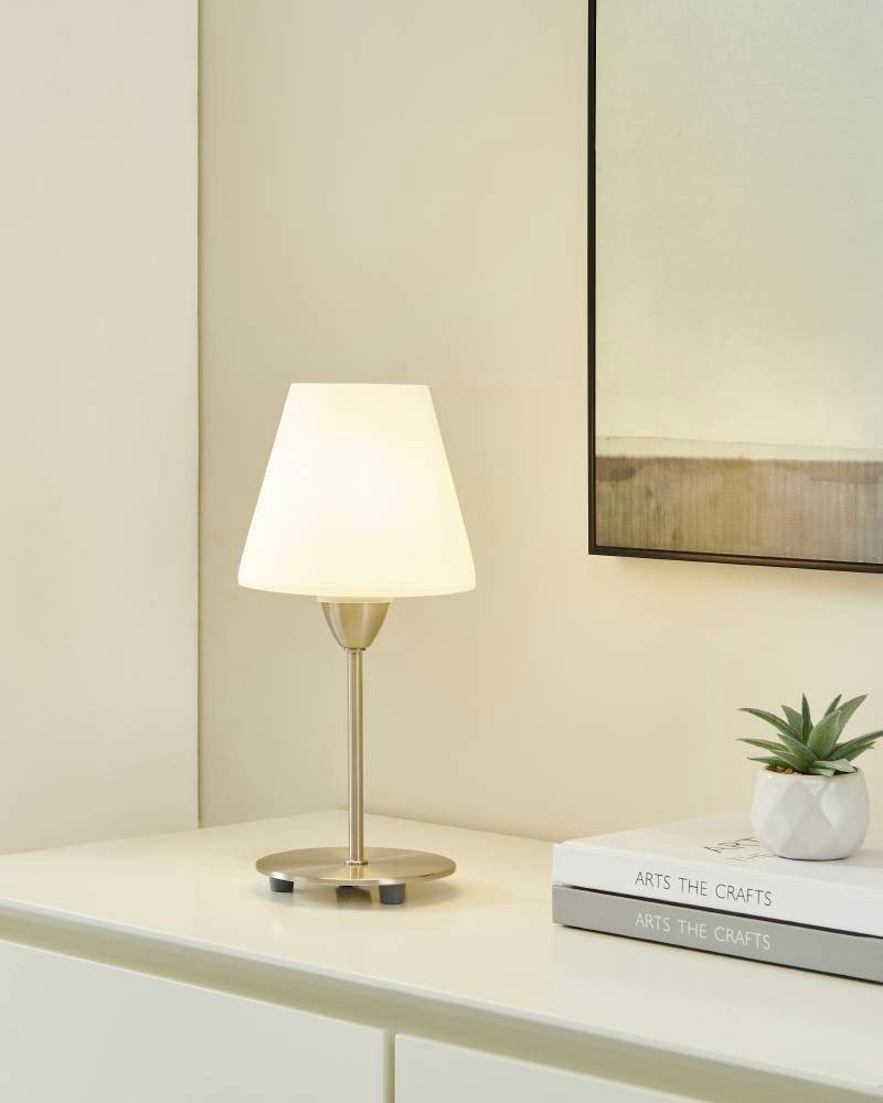 EGLO Tischleuchte DAMASCO 1 Tischlampe, weiß, nickel-matt, exkl. Leuchtmitt günstig online kaufen