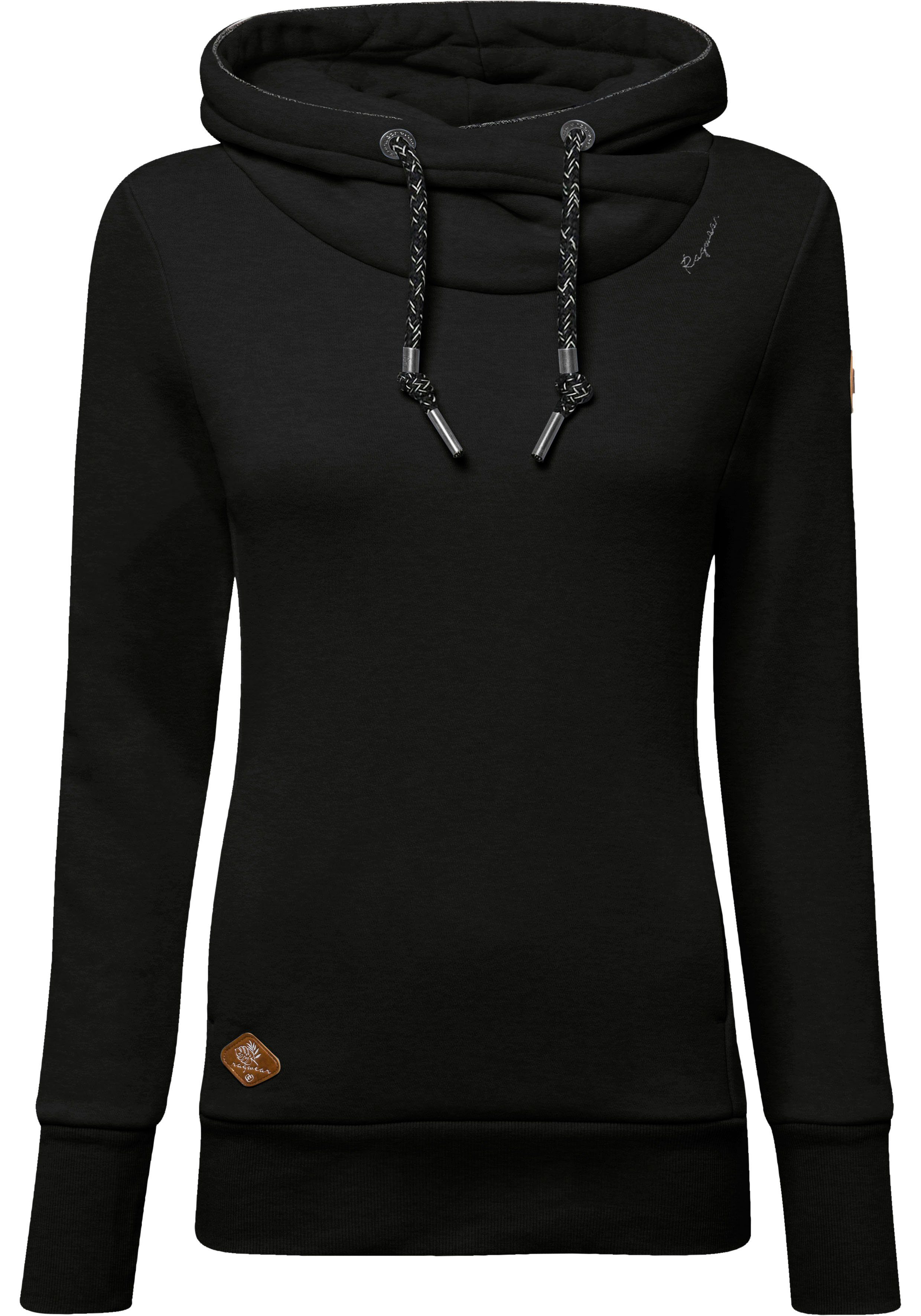Ragwear BLACK GRIPYBUTTON Kordel-Akzenten mit Sweatshirt Sweater rustikalen