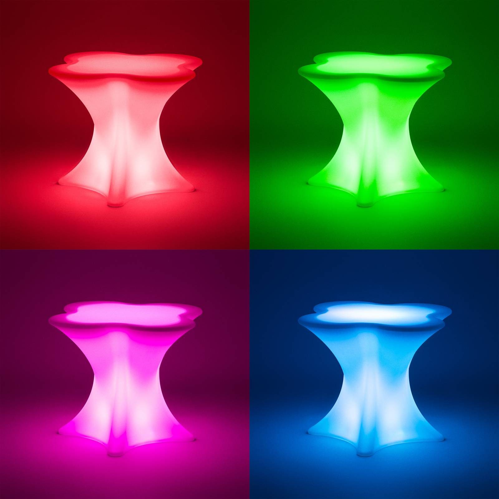 Royal Catering Bistrotisch LED-Tisch farbiges Licht 80 x 80 x 70 cm mattweiß Fernbedienung