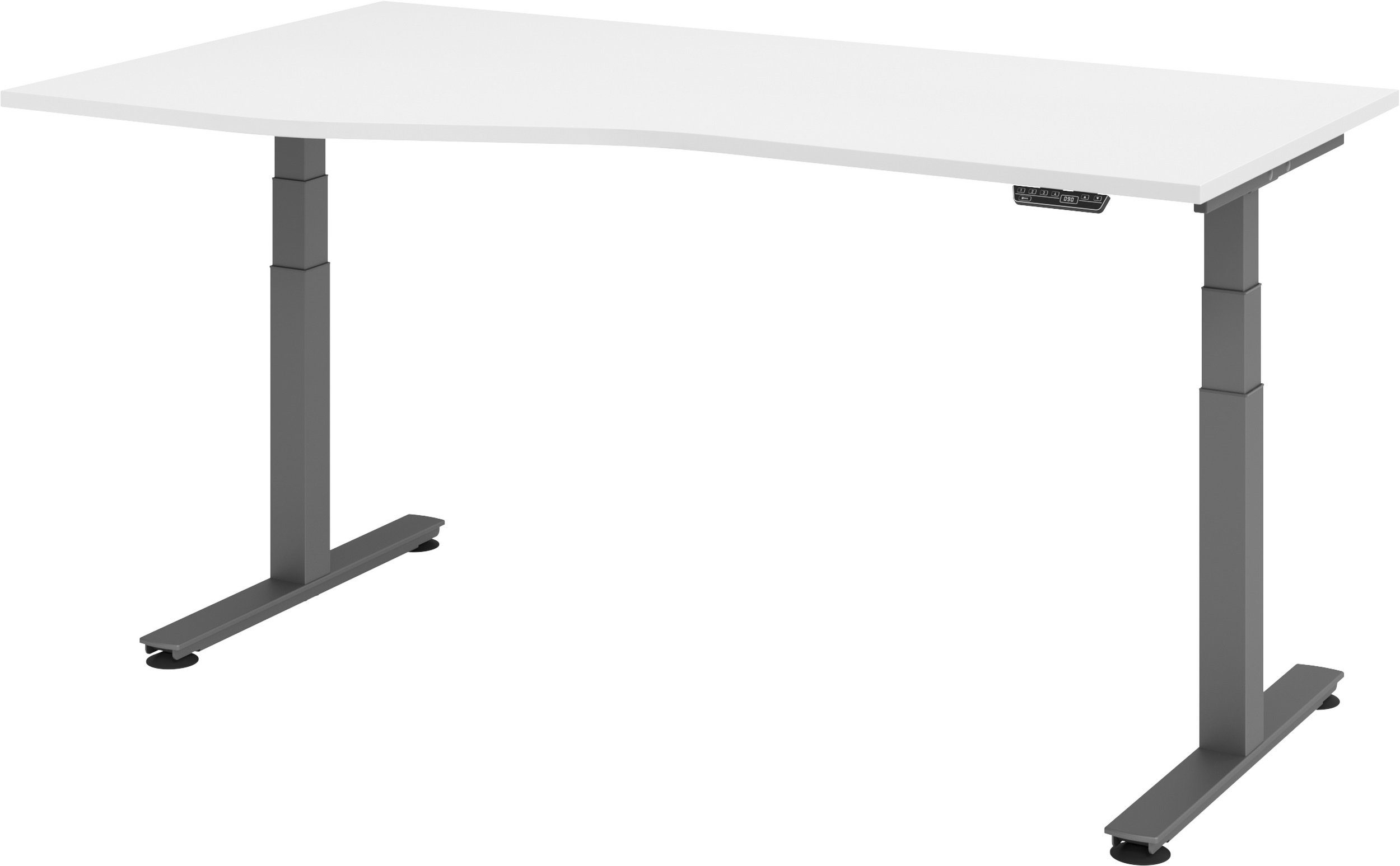 bümö Schreibtisch Schreibtisch elektrisch XDSM, Freiform: 180 x 100 cm - Dekor: Weiß