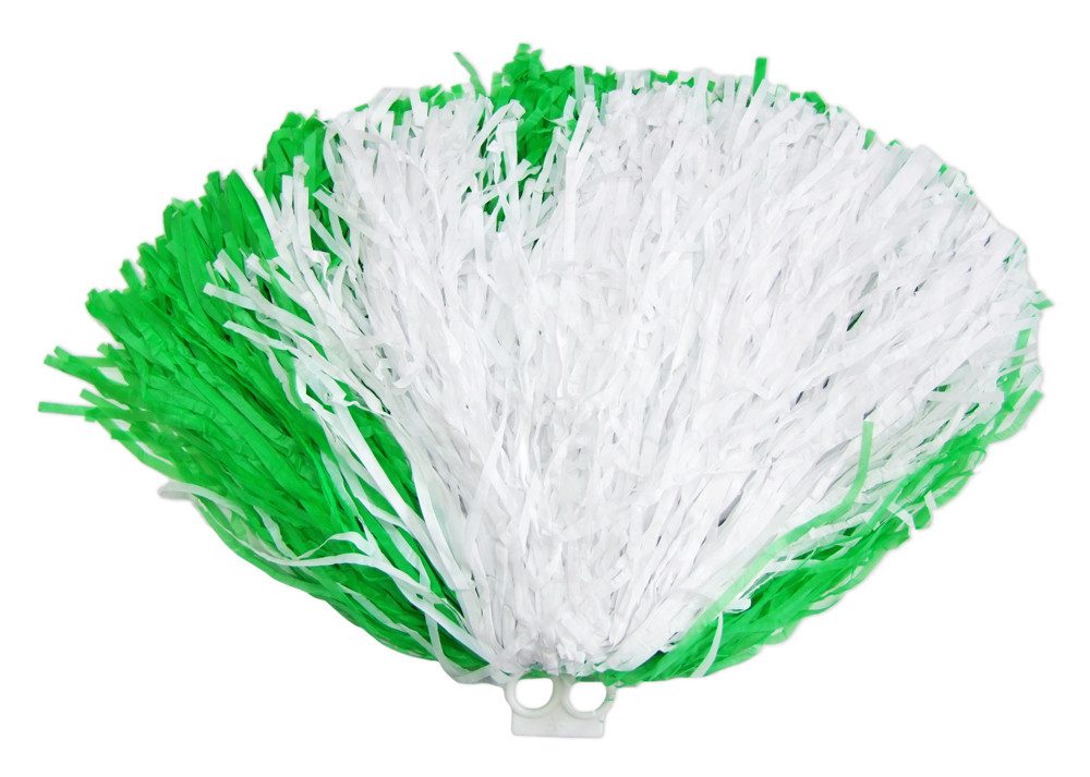 Funny Fashion Kostüm Cheerleader Pompon mit Ringgriff 1 Stück Grün Weiß
