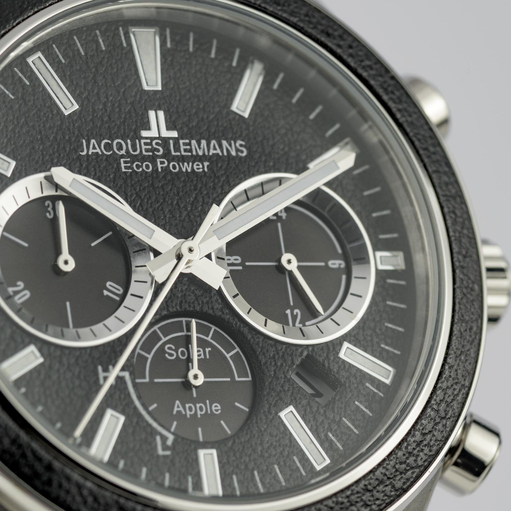 Jacques Lemans Chronograph Eco Power Solar Apple 1-2115F, Chronograph, Armbanduhr, Herren, Datum, bis 10 bar wasserd.