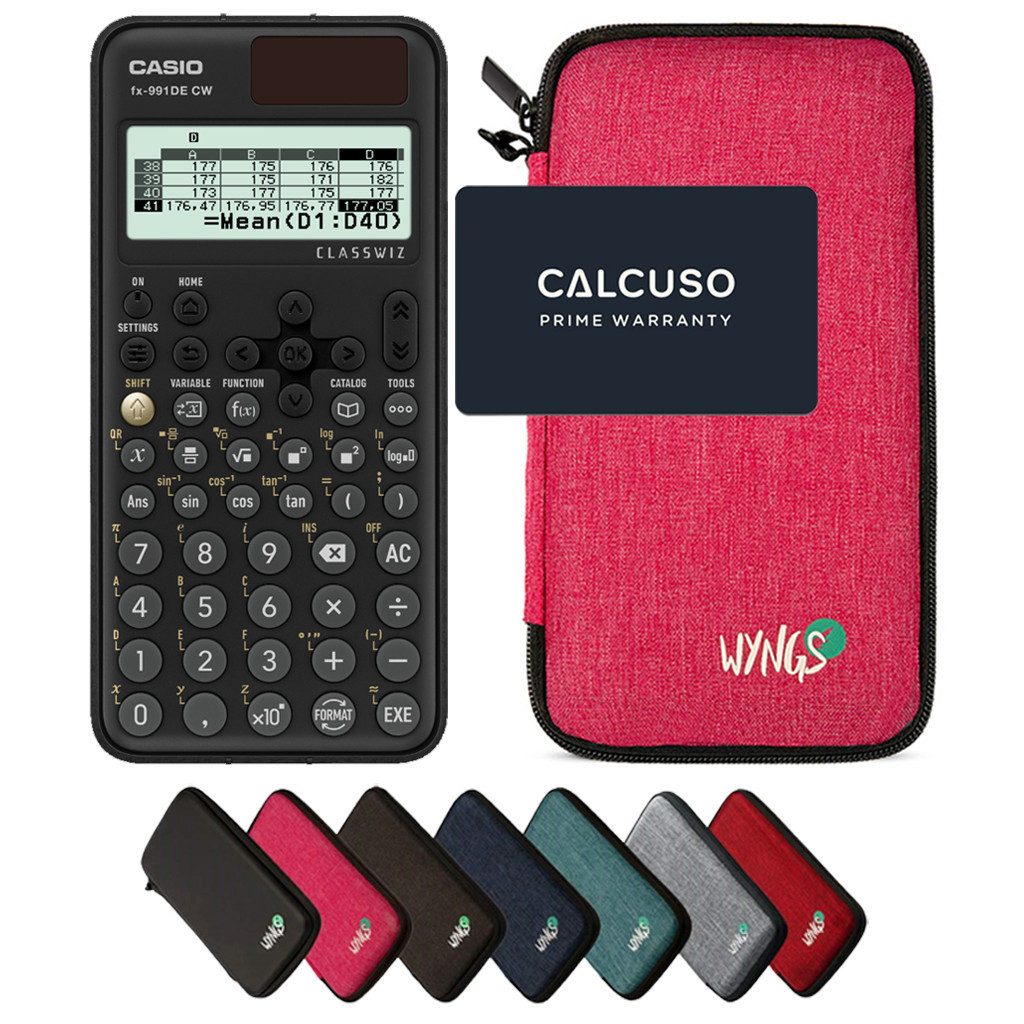 CASIO Taschenrechner fx-991DE CW ClassWiz inkl. WYNGS Schutztasche Pink