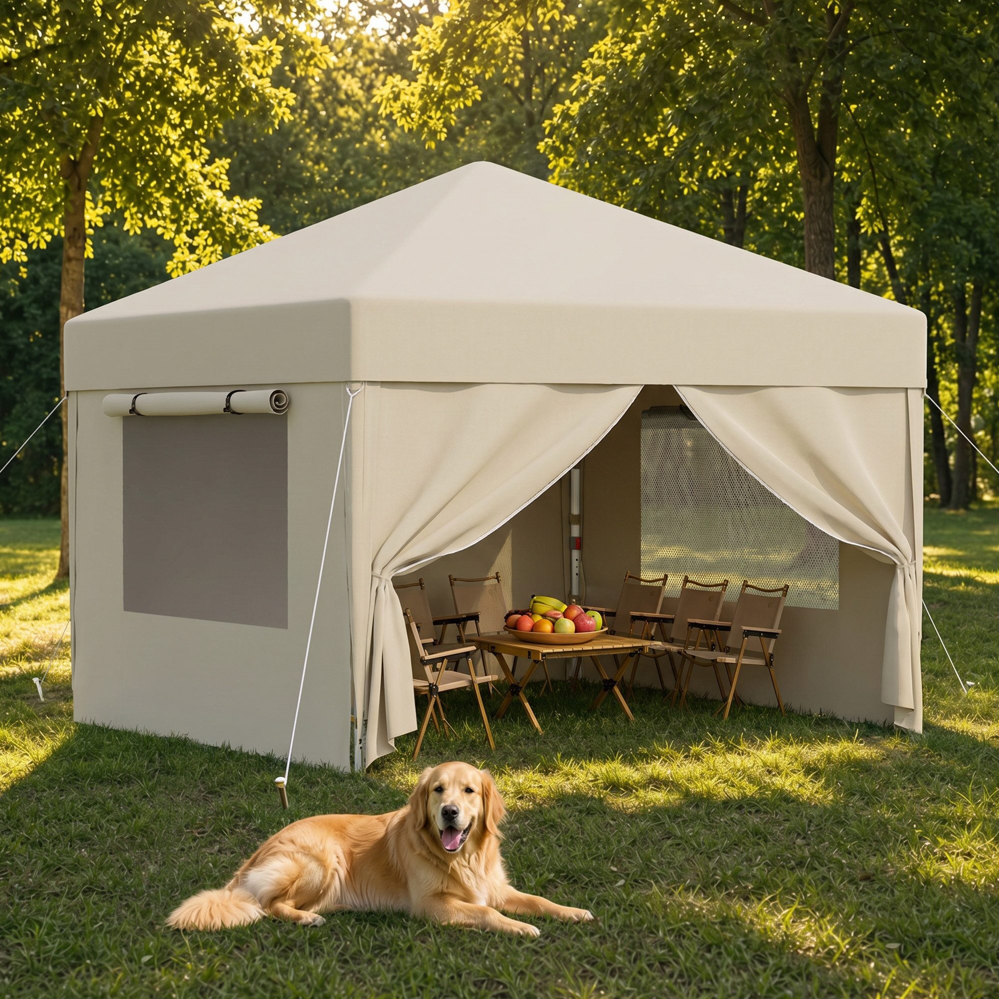 HOMALL Faltpavillon 3x3/3x6 m Gartenpavillon Höhenverstellbarer Pop Up Pavillon, mit 4 Seitenteilen, (Windfester Pavillon mit Seitenteilen und Tragetasche, für Garten Camping), Höhenverstellbar Gartenzelt mit mückennetz, UV-Schutz 50+