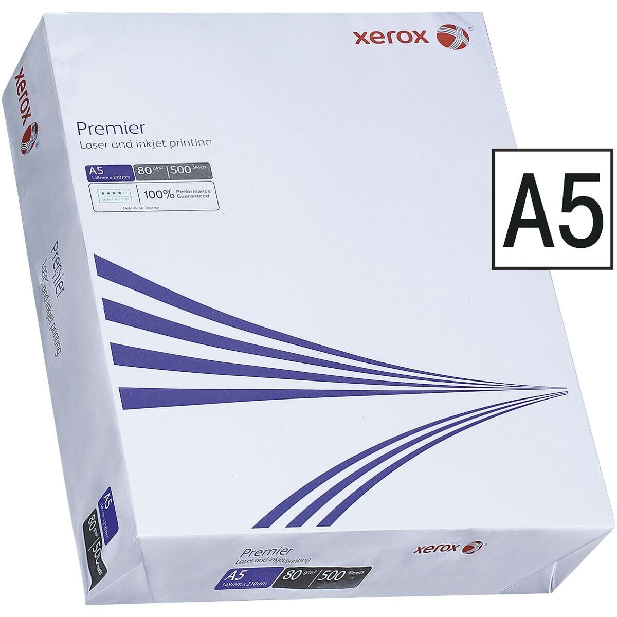 Xerox Druckerpapier Premier, Format DIN A5, 80 g/m², 165 CIE, 500 Blatt