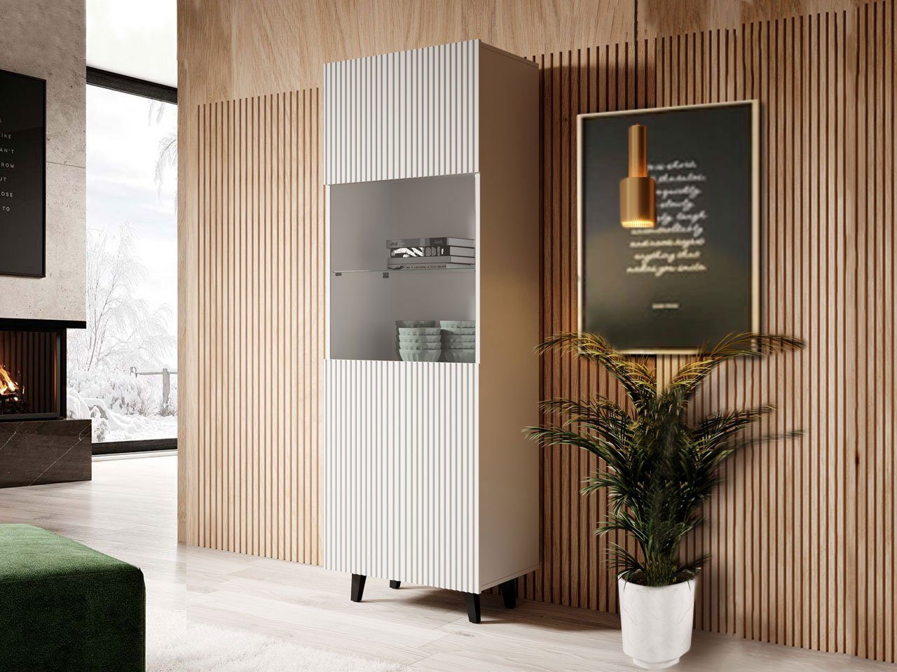 MIRJAN24 Vitrine Pafos Wohnzimmer Schrank mit Fächern, Vitrinenschrank, Hoc günstig online kaufen