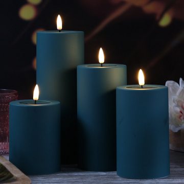 Deluxe Homeart LED-Kerze MIA Deluxe für Außen flackernd H: 10cm D: 7,5cm outdoor dunkelgrün (1-tlg)