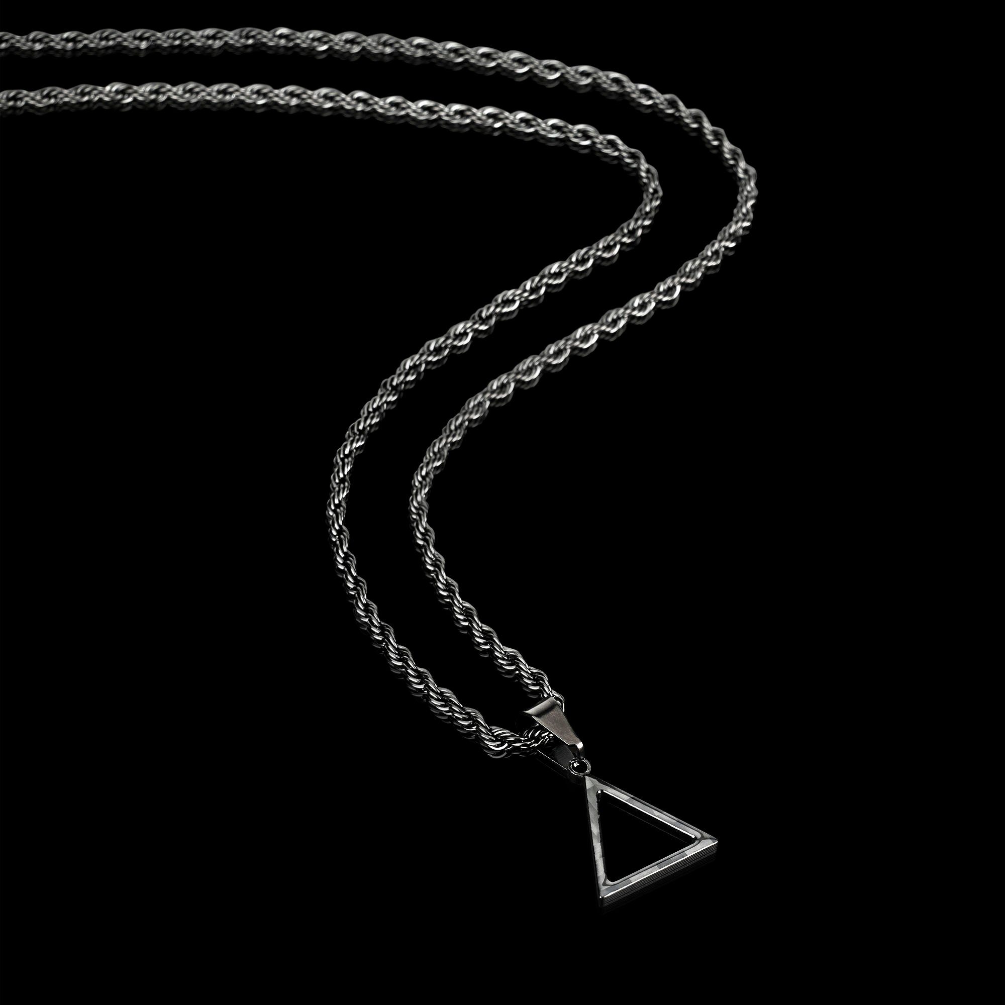 Kette Triangle mit Premium CRBNCNCPT® Verbund Carbon mit Designer Anhänger Halskette, Edelstahlkette, im Herrn einer Rope Chain, CRBNCNCPT schwarzen Carbon Anhänger
