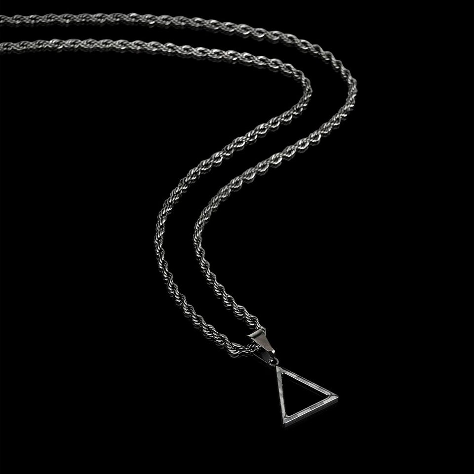CRBNCNCPT Kette mit Anhänger CRBNCNCPT® Carbon Triangle Anhänger im Verbund  mit einer schwarzen Edelstahlkette, Premium Rope Chain, Herrn Designer  Halskette, Carbon