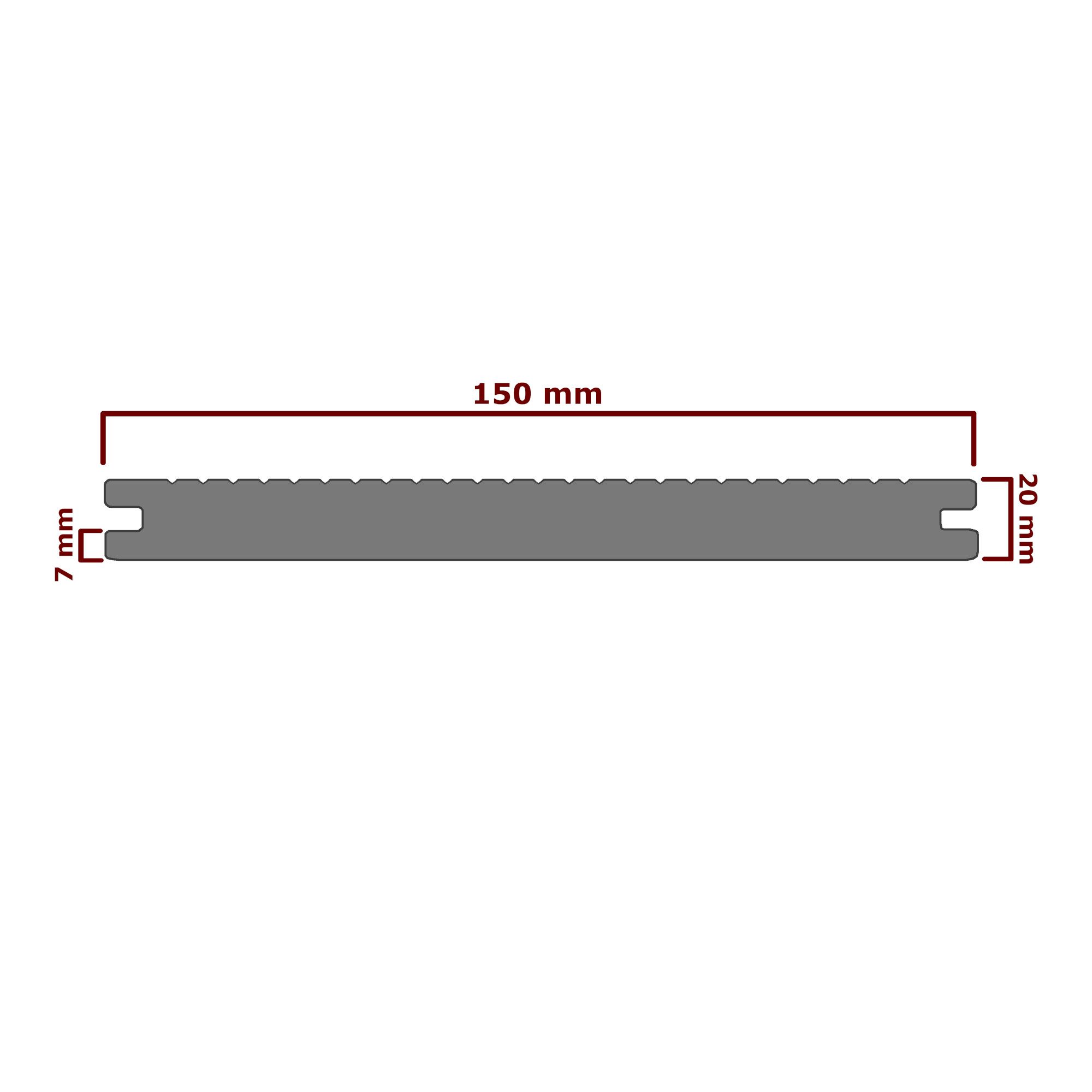 WPC Profi Terrassendielen WPC Terrassendielen Massiv MUSTER 15 cm steingrau, (Massivdiele, Musterstück 15 cm)