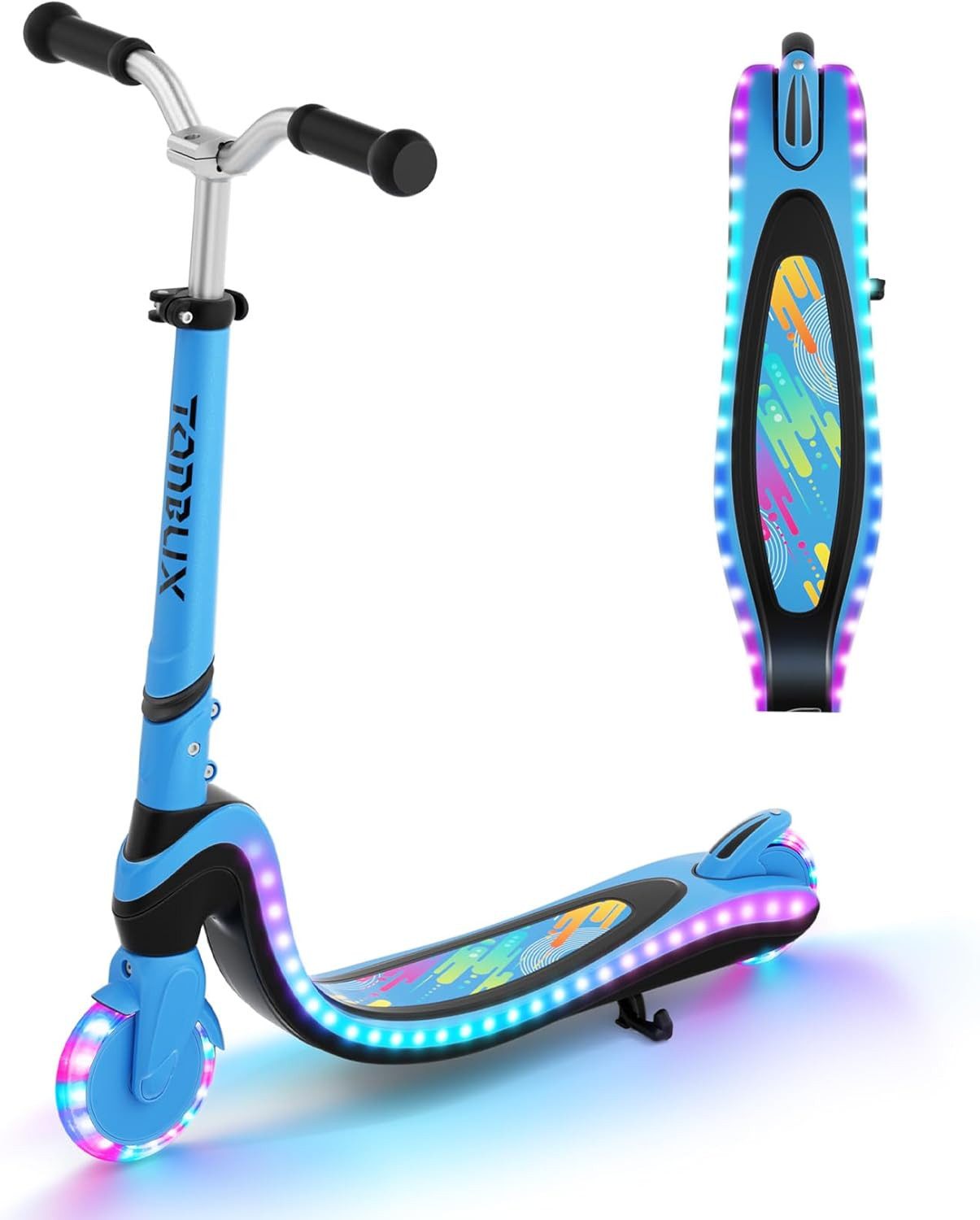 TONBUX Scooter Kinderroller mit coolem beleuchteten Brett und PU-Rädern