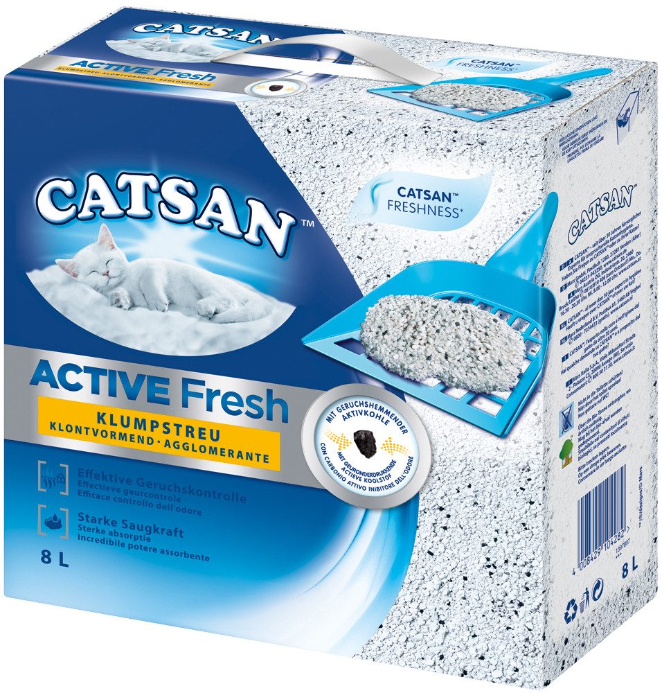 CATSAN Katzenstreu Active Fresh Klumpstreu 8l, mit Aktivkohle für optimale Geruchskontrolle