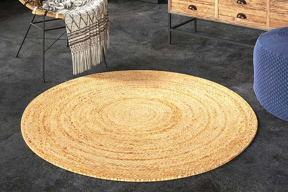 riess-ambiente Teppich PURE NATURE 120cm natur, rund, Höhe: 8 mm, Wohnzimmer · Jute-Naturfaser · handgewebt · Boho Design