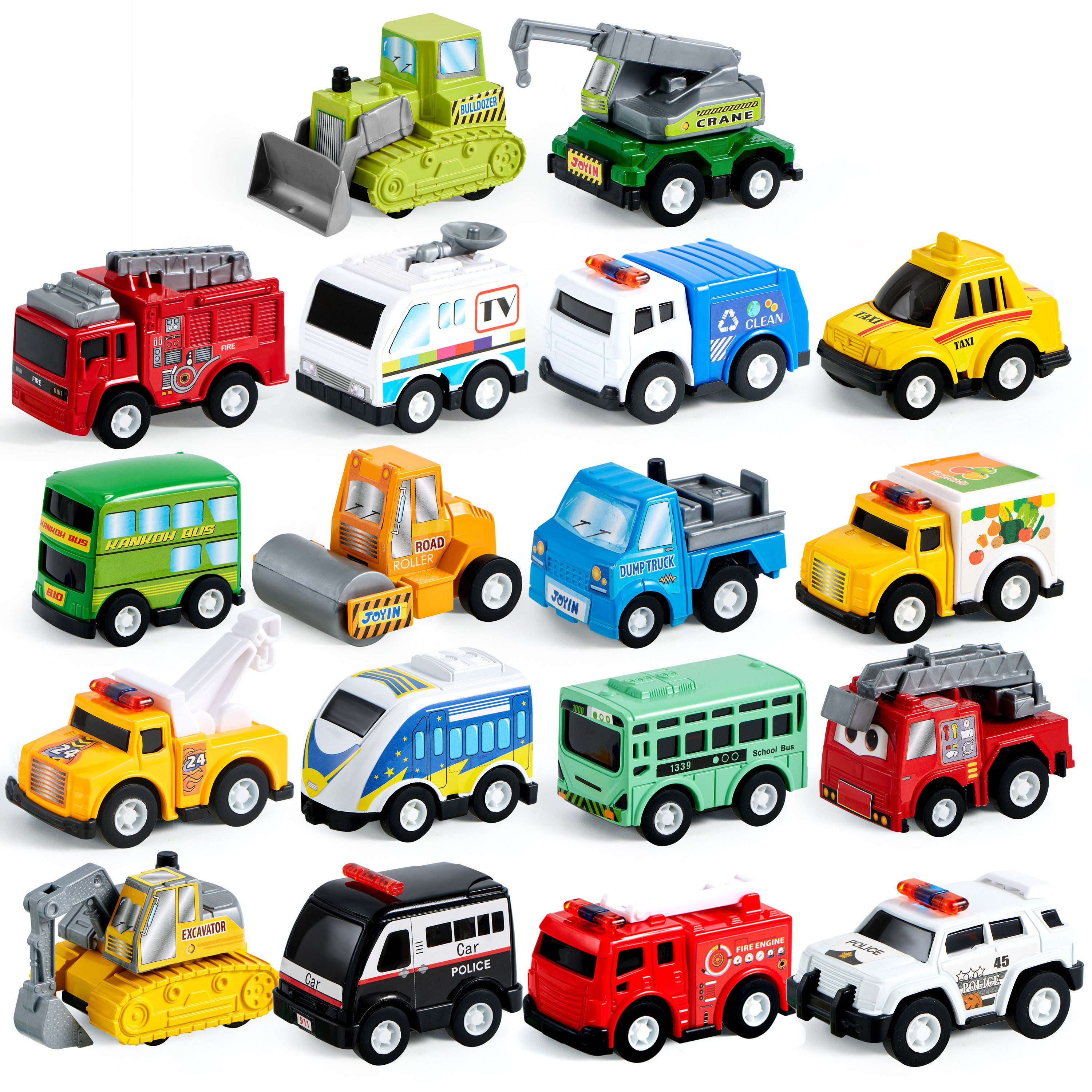 JOYIN Spielzeug-Auto JOYIN 18-tlg. Rückzieh-Spielzeugautos Für Kinder ab 3, (18-tlg)