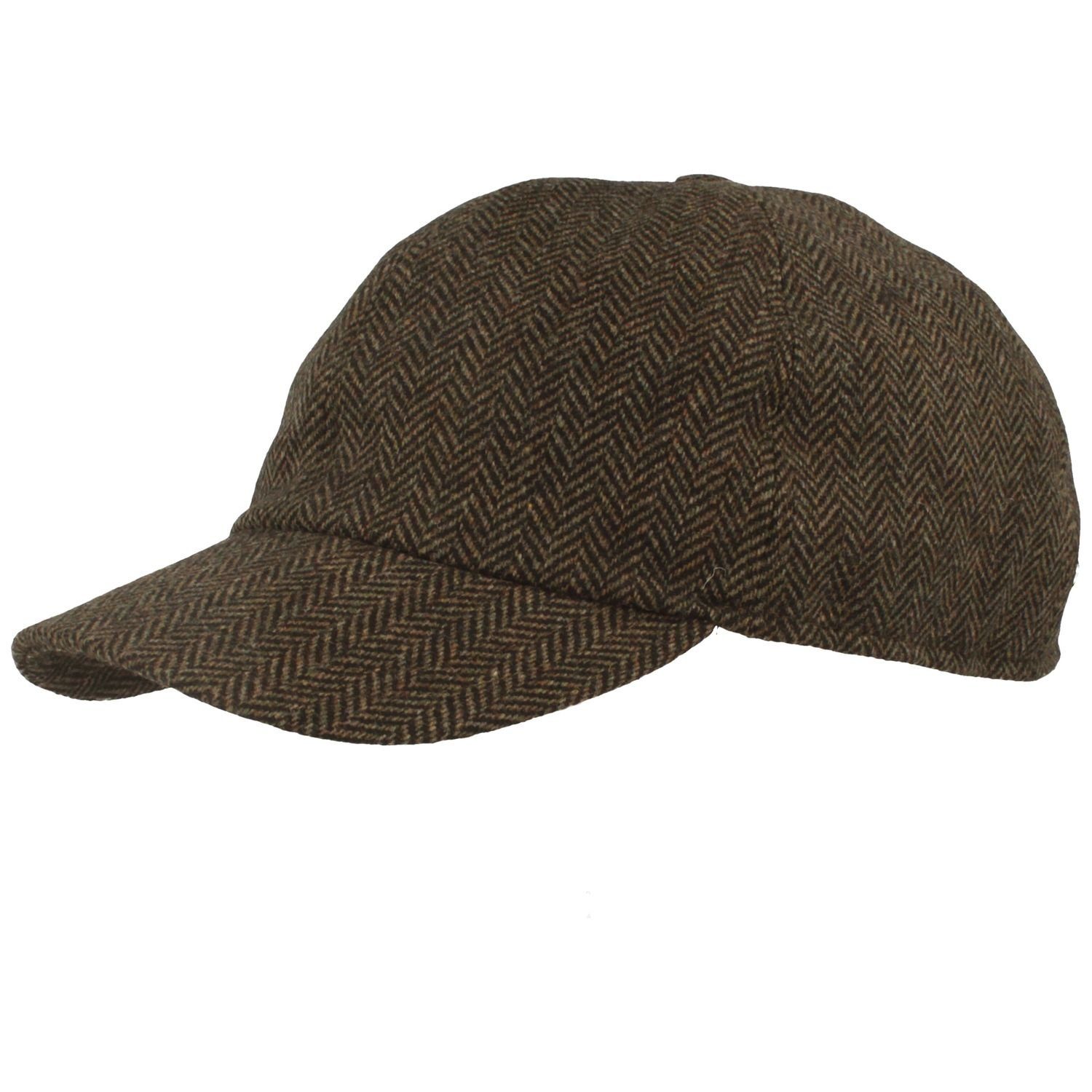 Breiter Baseball Cap mit Fischgrätmuster und Ohrenschutz