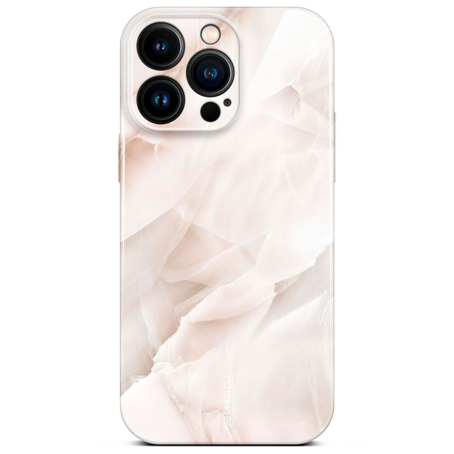 ONEFLOW Handyhülle für iPhone 15 Pro Max Hülle Marmor Bliss Cover Creme Rosa 6,7 Zoll, Handy Schutz Backcover Handytasche Case Schutzhülle mit Kameraschutz
