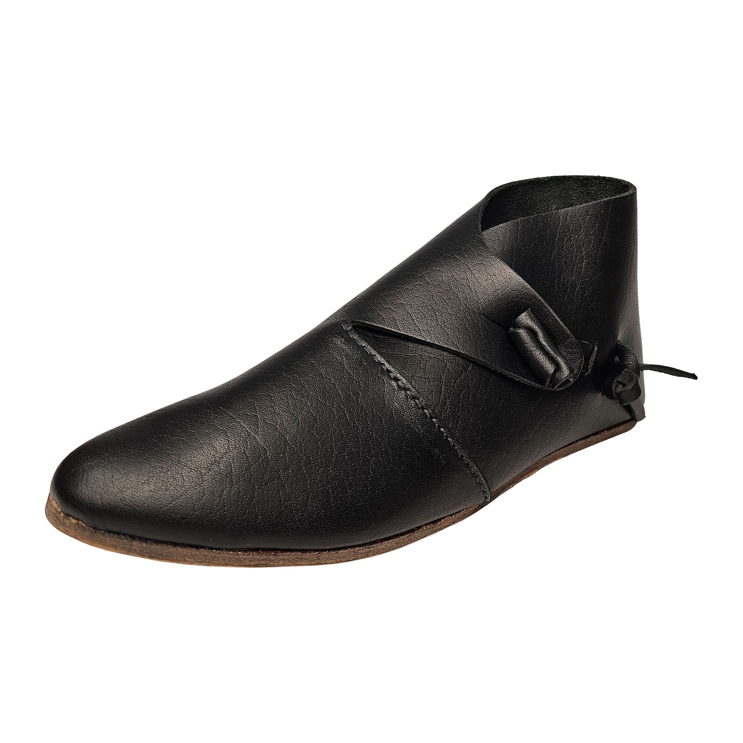 Vehi Mercatus Ritter-Kostüm Schwarze Wikinger Schuhe mit Knebelverschluss