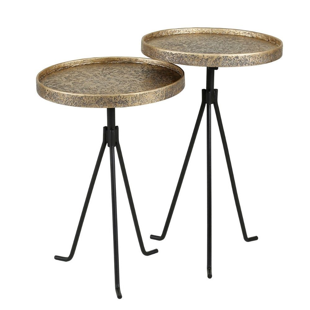 RINGO-Living Beistelltisch Massivholz Beistelltisch Malio Set, Bronze-matt Möbel Schwarz-matt und in 2er