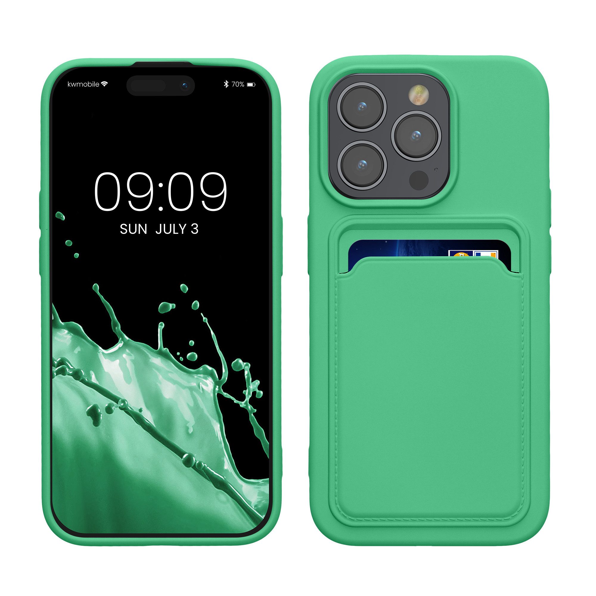 kwmobile Handyhülle Hülle für Apple iPhone 15 Pro, Handyhülle mit Fach für Karten - Handy Cover Case