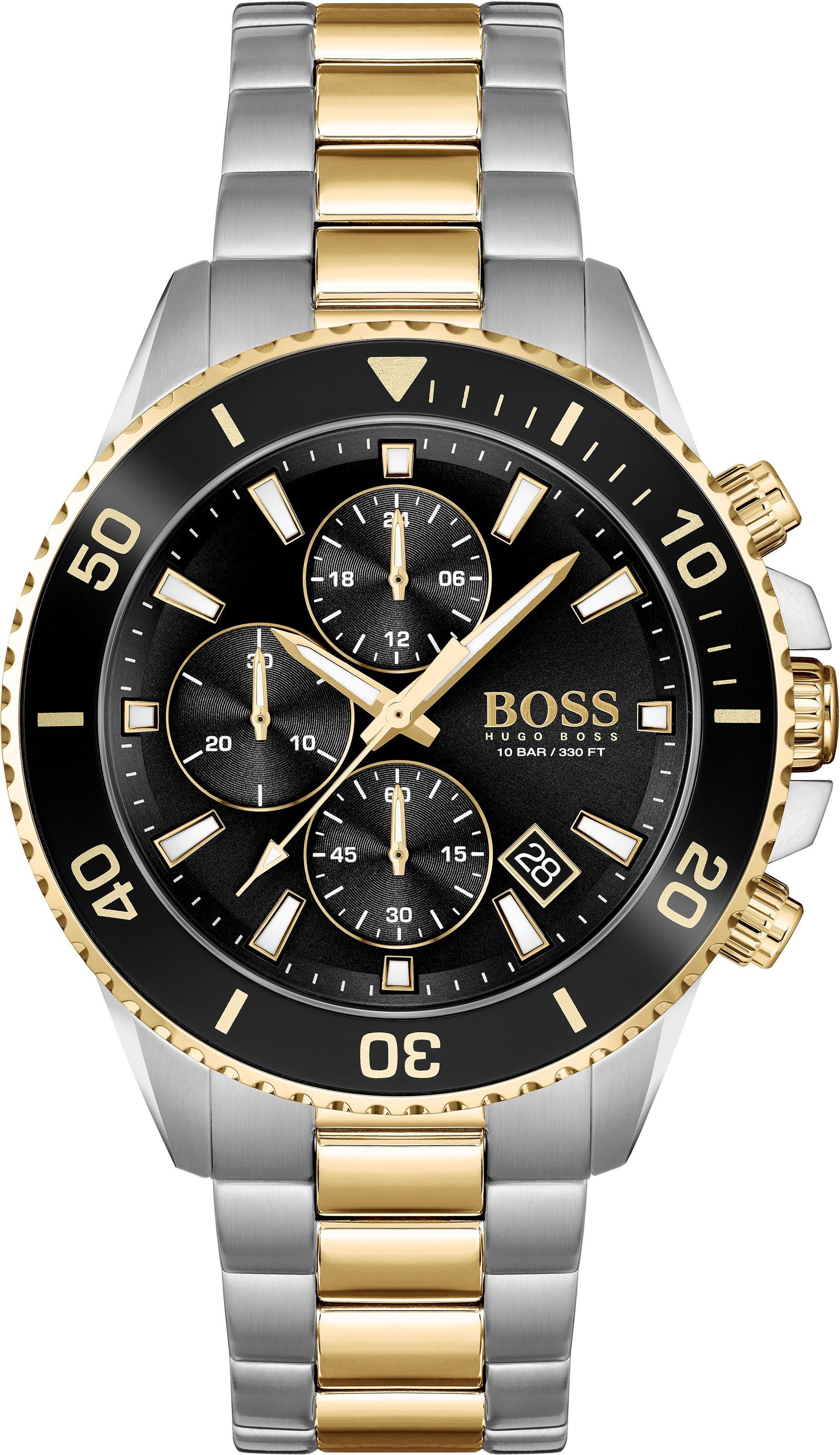 BOSS Chronograph Admiral, 1513908, Quarzuhr, Herrenuhr, Armbanduhr, Stoppfunktion, Datum