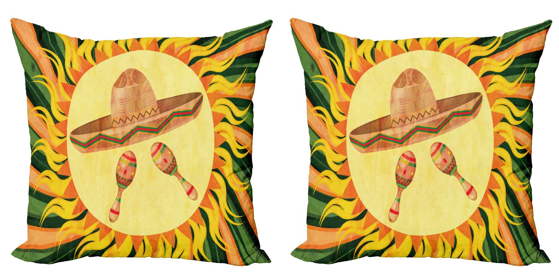 Kissenbezüge Modern Accent Doppelseitiger Digitaldruck, Abakuhaus (2 Stück), Mexikaner Hippie Sombrero