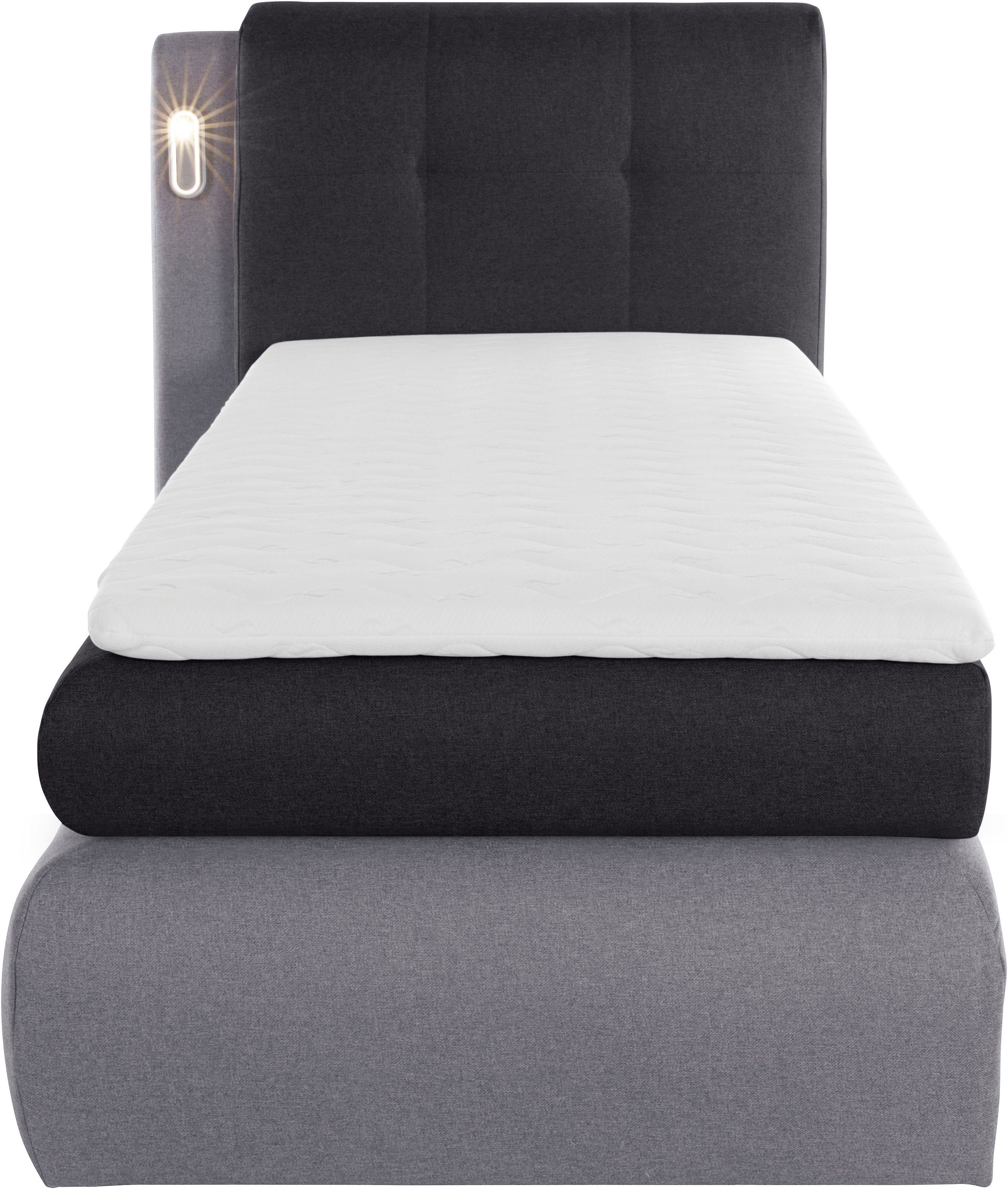 Boxspringbett Bettkasten, inklusive Topper AB LED-Beleuchtung Borna, und hellgrau/anthrazit COLLECTION