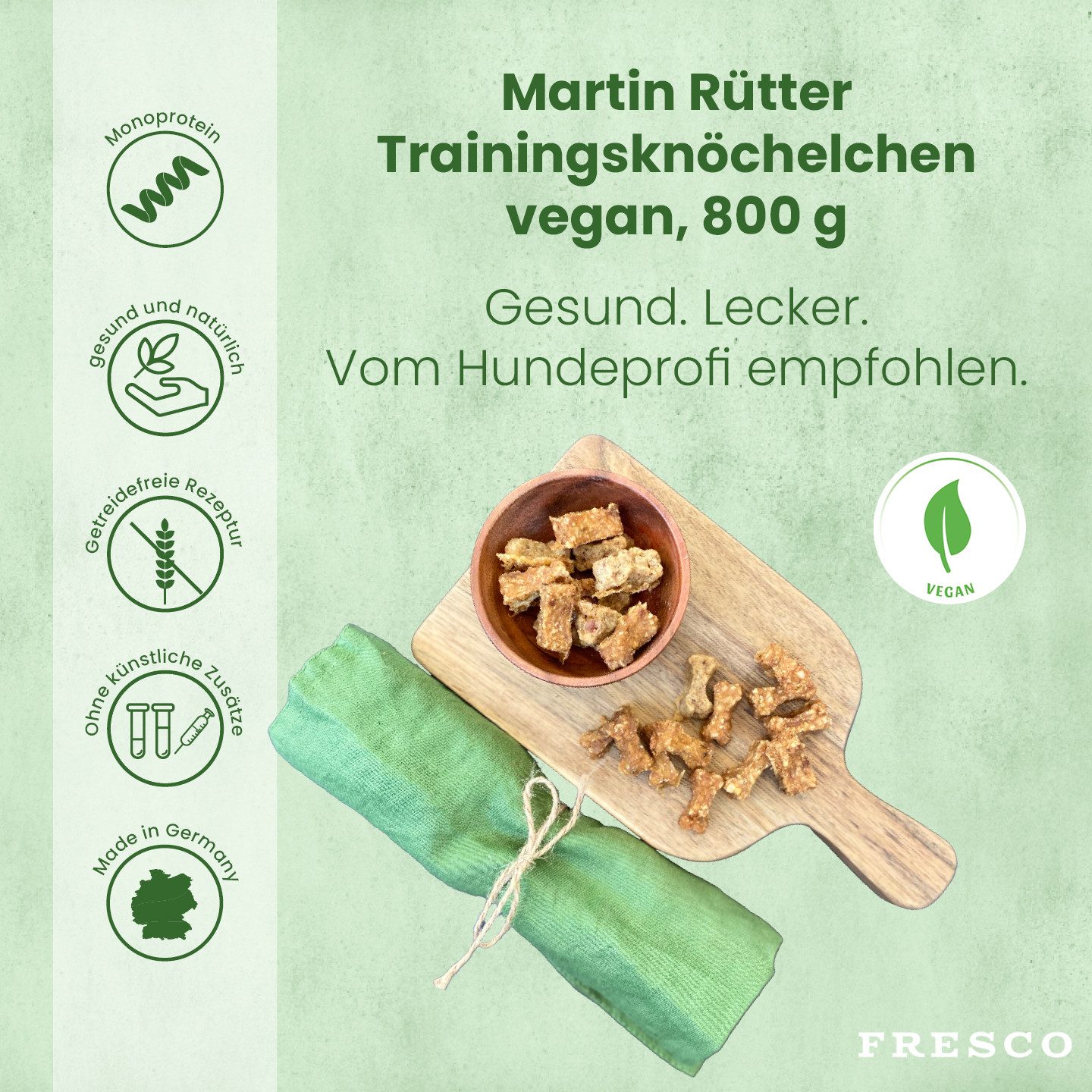 Fresco Dog Martin Rütter Trainingsknöchelchen Vegan 1kg, gesunde Hunde Leckerli, Snack für: Hunde, Hypoallergen, getreidefrei & zuckerfrei
