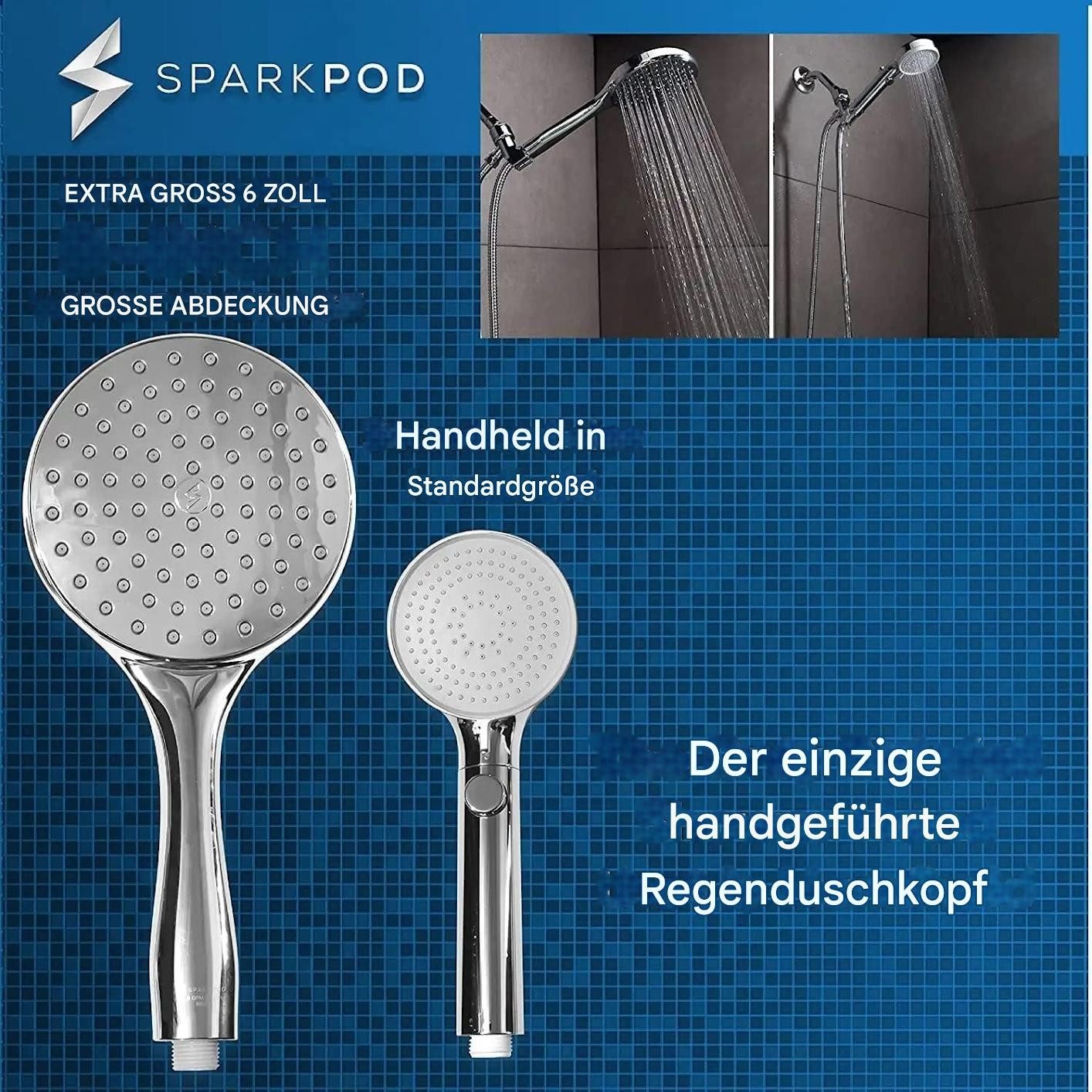 sparkpod Handbrause XXL Regendusche Hochdruck Handbrause günstig online kaufen