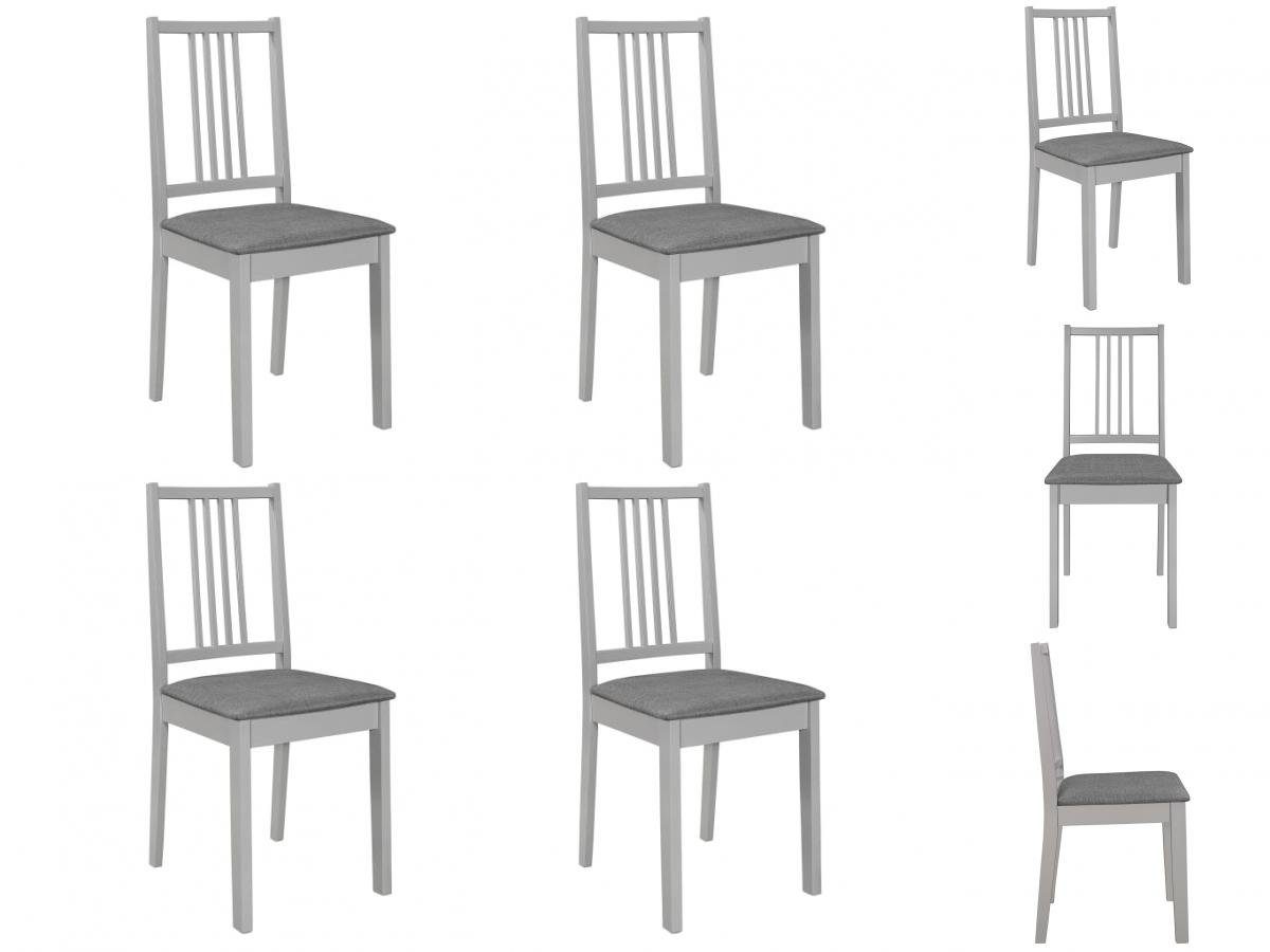 vidaXL Stuhl Esszimmerstühle mit Polstern 4 Stk Grau Massivholz