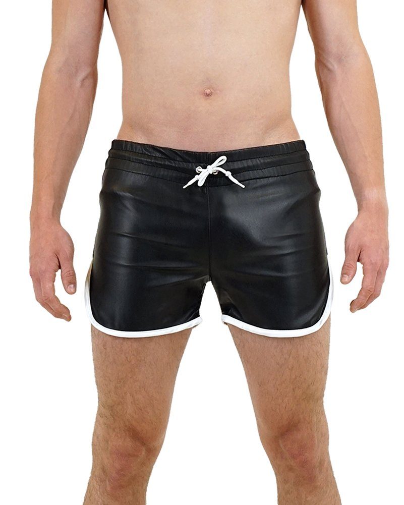 BOCKLE Lederhose Bockle® Quick Pants Faux Black Sexy kurze Kunstlederhose  Leder Shorts CSD Gay