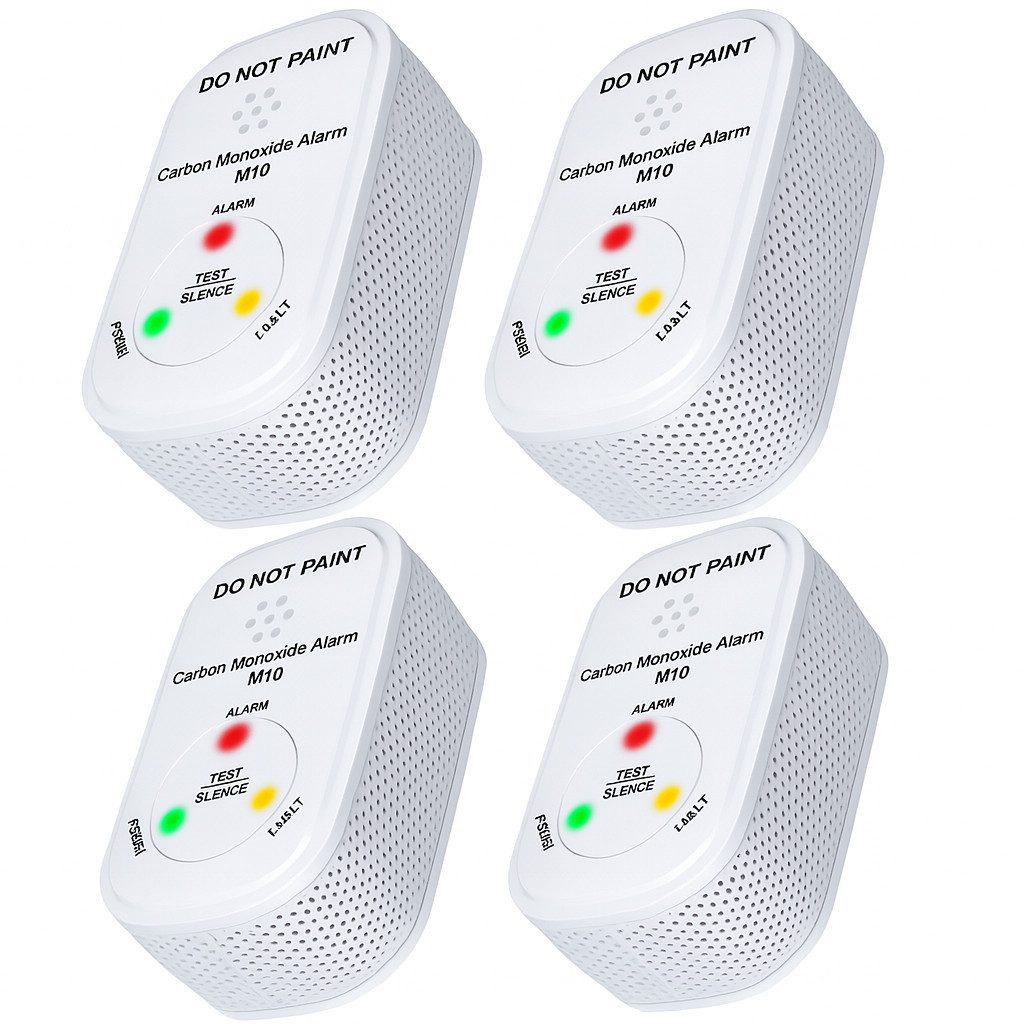 NEMAXX M10 Mini CO-Warnmelder 4er Set CO-Melder (Elektrochemischer Sensor/integrierte Batterie/10 Jahre Lebensdauer)