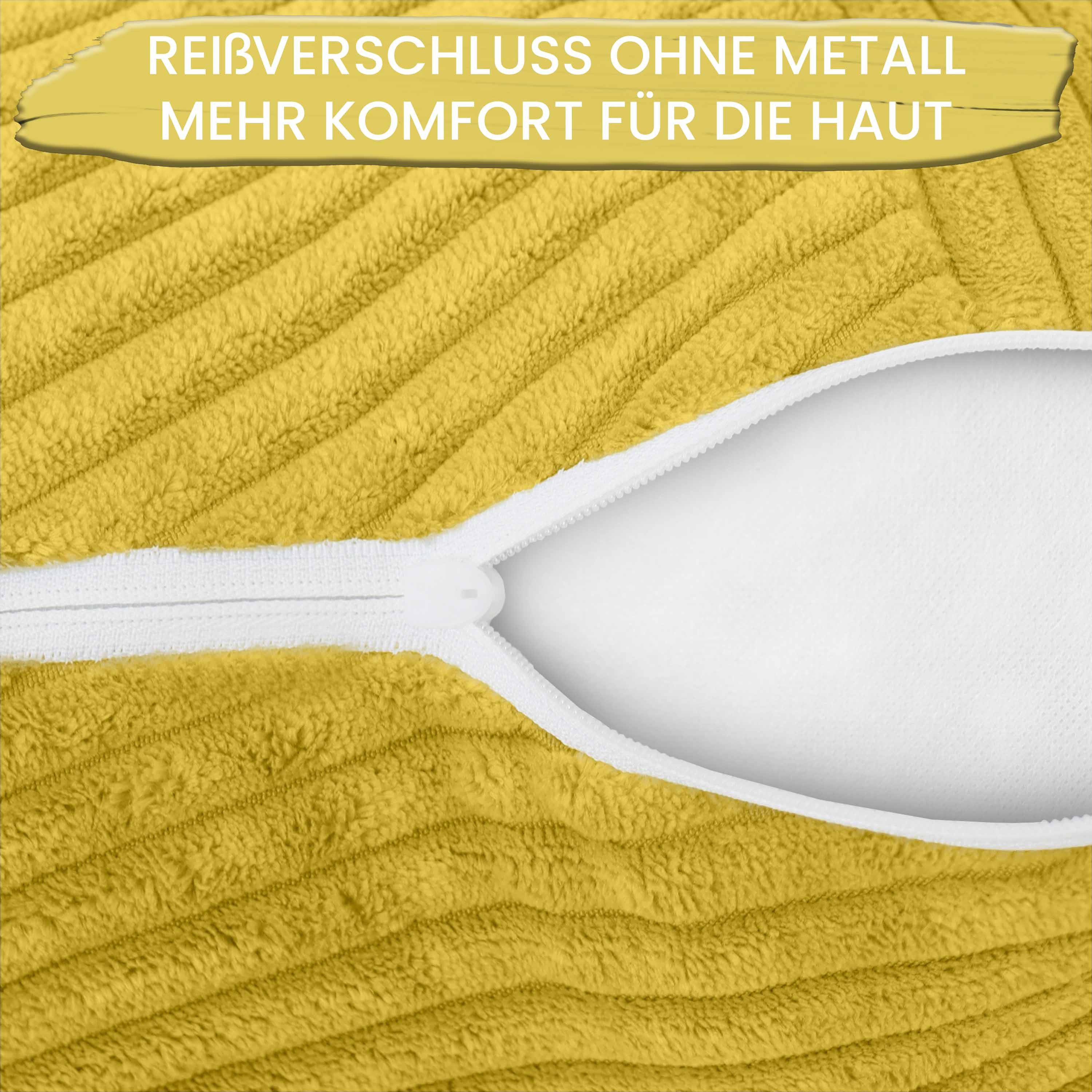 Amilian Dekokissen Sofakissen 40x40 2er Set mit Füllung und Bezug - Cord-Optik, Reißverschluss, formstabil, 2 Stück
