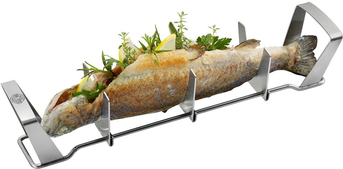 GEFU Grillschale FISCHHALTER BBQ, Edelstahl, (1-St), verstellbare Größe, leicht zu reinigen, perfekt für Grillpartys