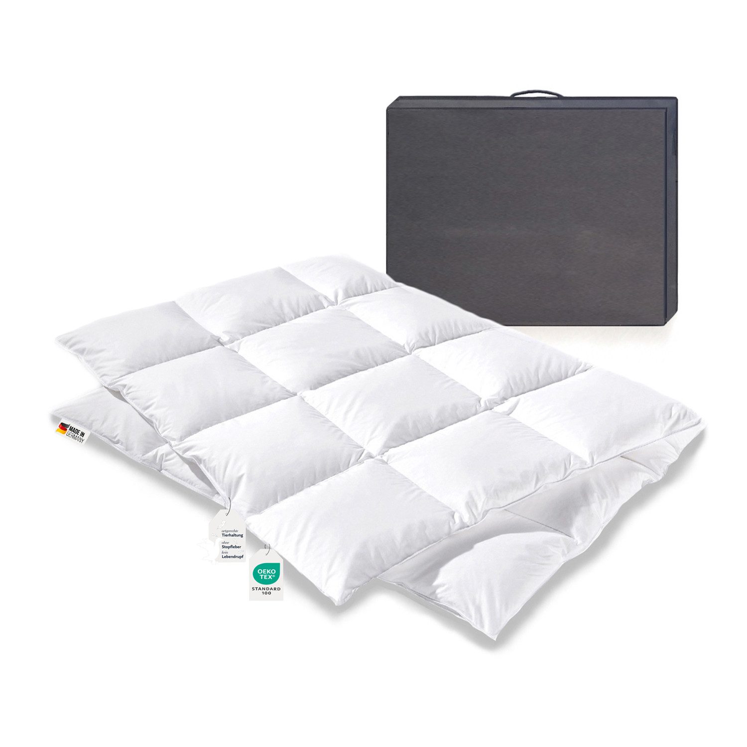 Bettenhaus Breuer Daunenbettdecke Daunendecke sibirische Daunen Bettdecke Daunenbett 135x200 900g, Füllung: 90% Daunen, 10% Federn, Bezug: 100% Baumwolle, Allergikergeeignet