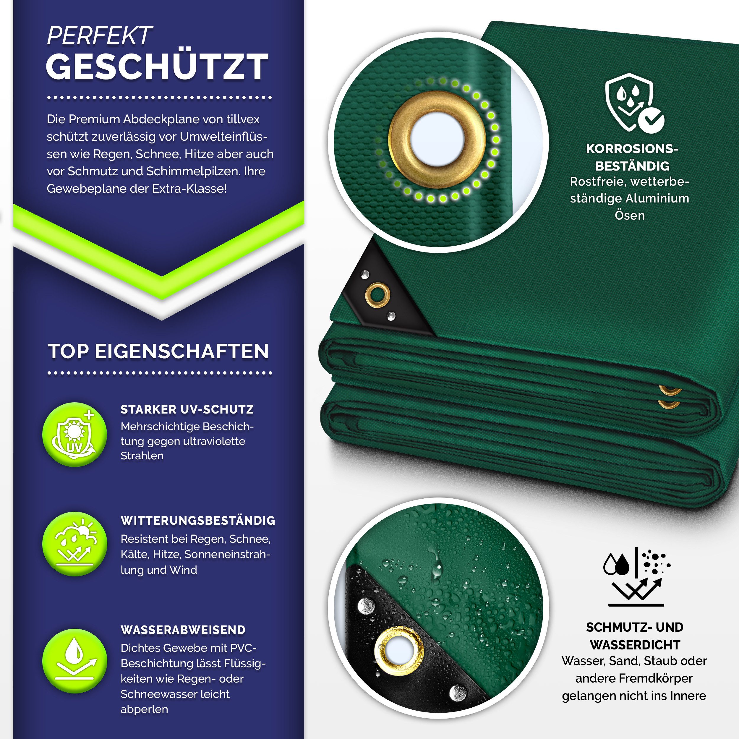 tillvex Schutzplane tillvex® Abdeckplane mit Ösen günstig online kaufen