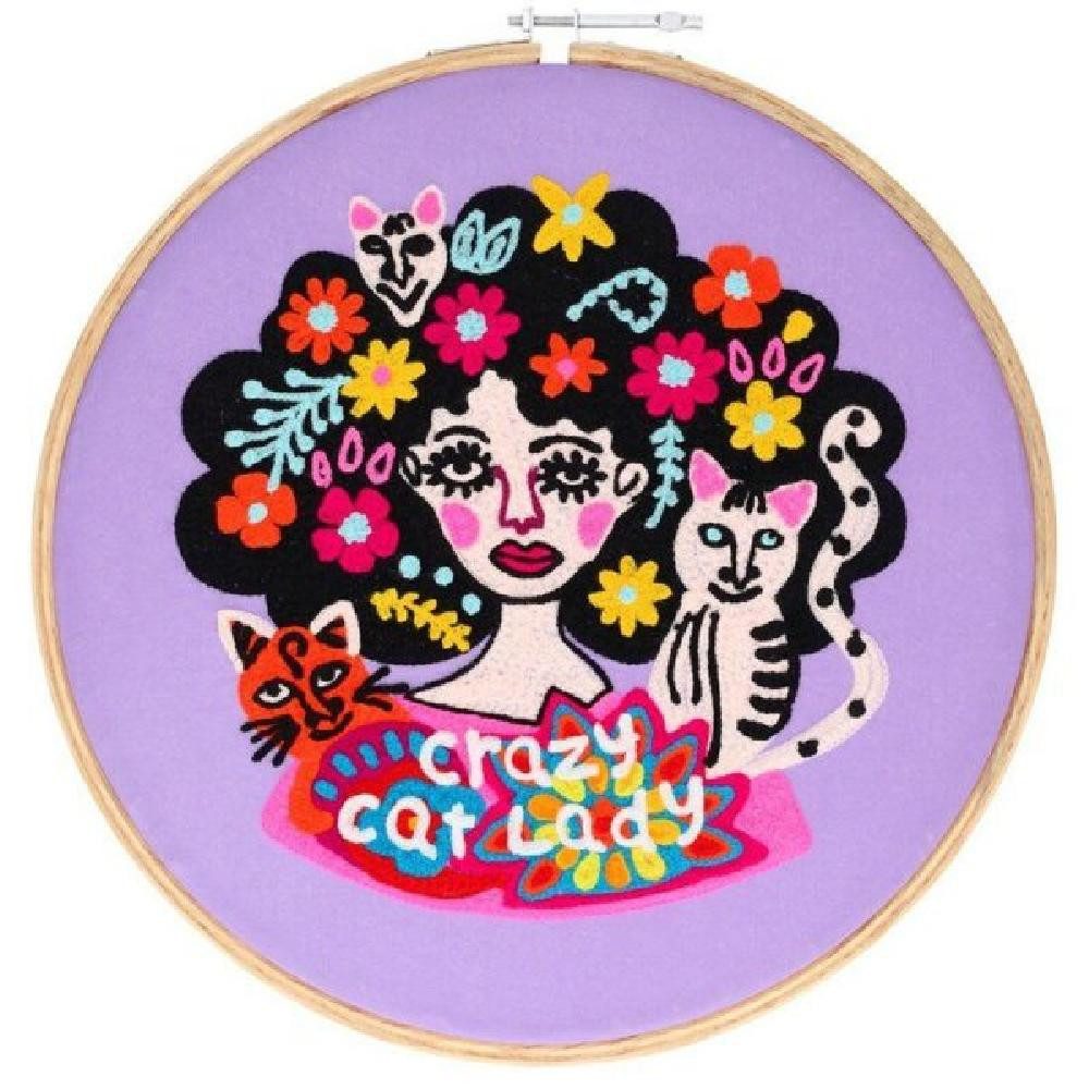 Giftcompany Wanddekoobjekt Wandbild Stickbild Crazy Cat günstig online kaufen