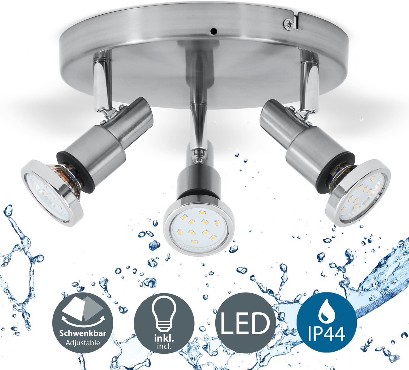 B.K.Licht LED Deckenspot »Aurel«, LED Deckenstrahler Badlampe IP44 Badezimmer Deckenleuchte Lampe GU10-HomeTrends