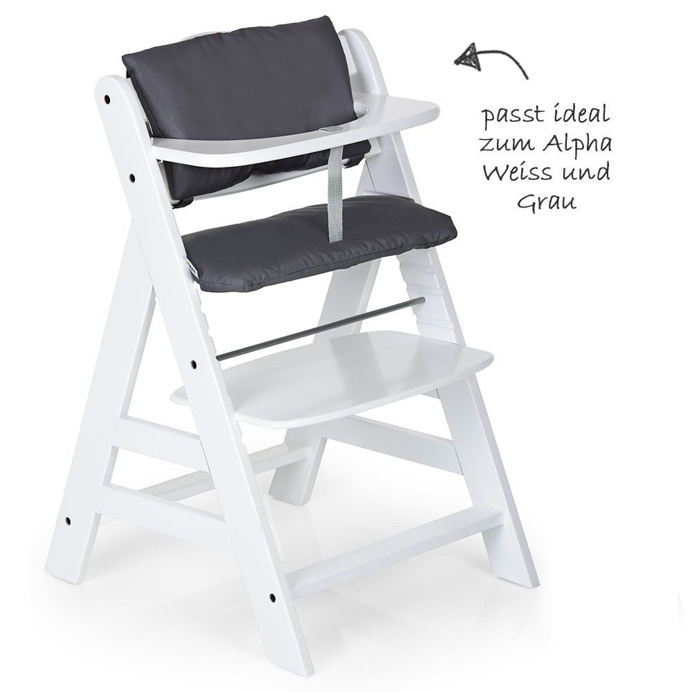 Hauck Hochstuhlauflage Deluxe - Grau, (2 St), 2 tlg. Sitzkissen für Alpha Hochstuhl Sitzverkleinerer Sitzauflage – Bild 3 von 5