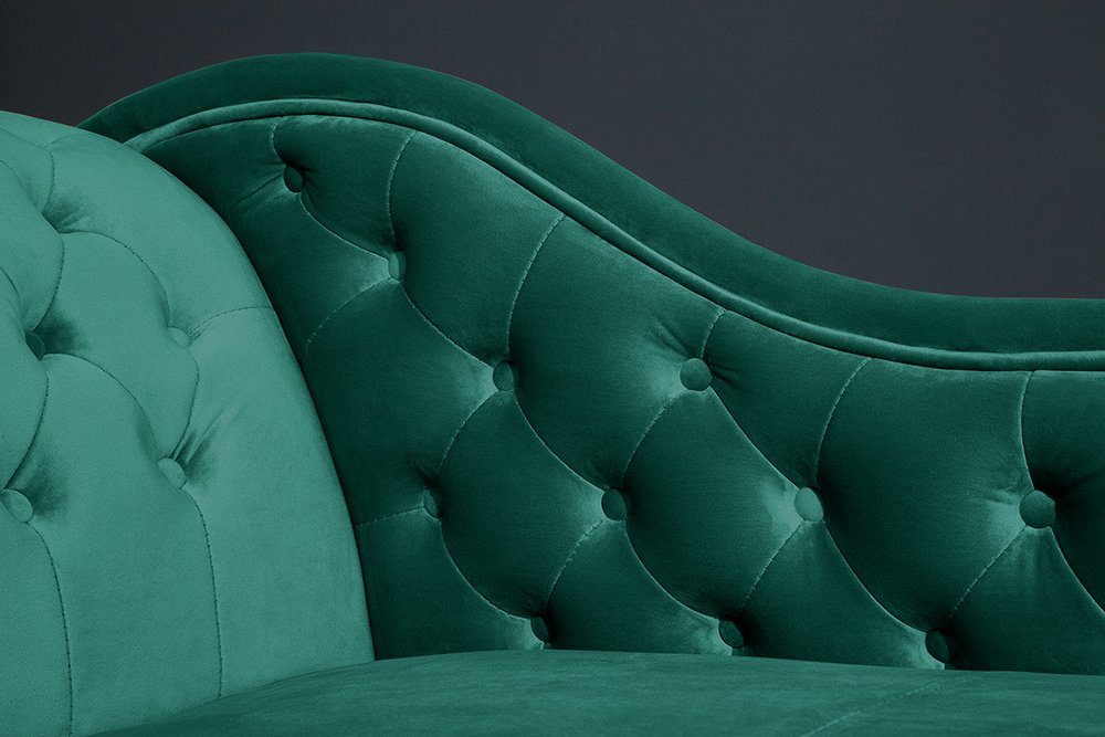 riess-ambiente Recamiere CHESTERFIELD 170cm smaragdgrün, 1 Teile, Wohnzimmer · Samt · Schlafzimmer · Barock Design