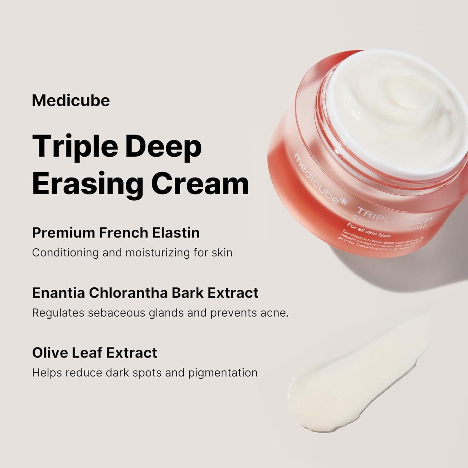 Medicube Gesichtspflege Triple Collagen Cream 4.0 – Anti-Aging Gesichtscreme für straffere jugendliche Haut (50ml), Hyaluronsäure, Anti-Aging, Dreifacher Kollagen-Komplex, hydrolysiertes Elastin, Niacinamid