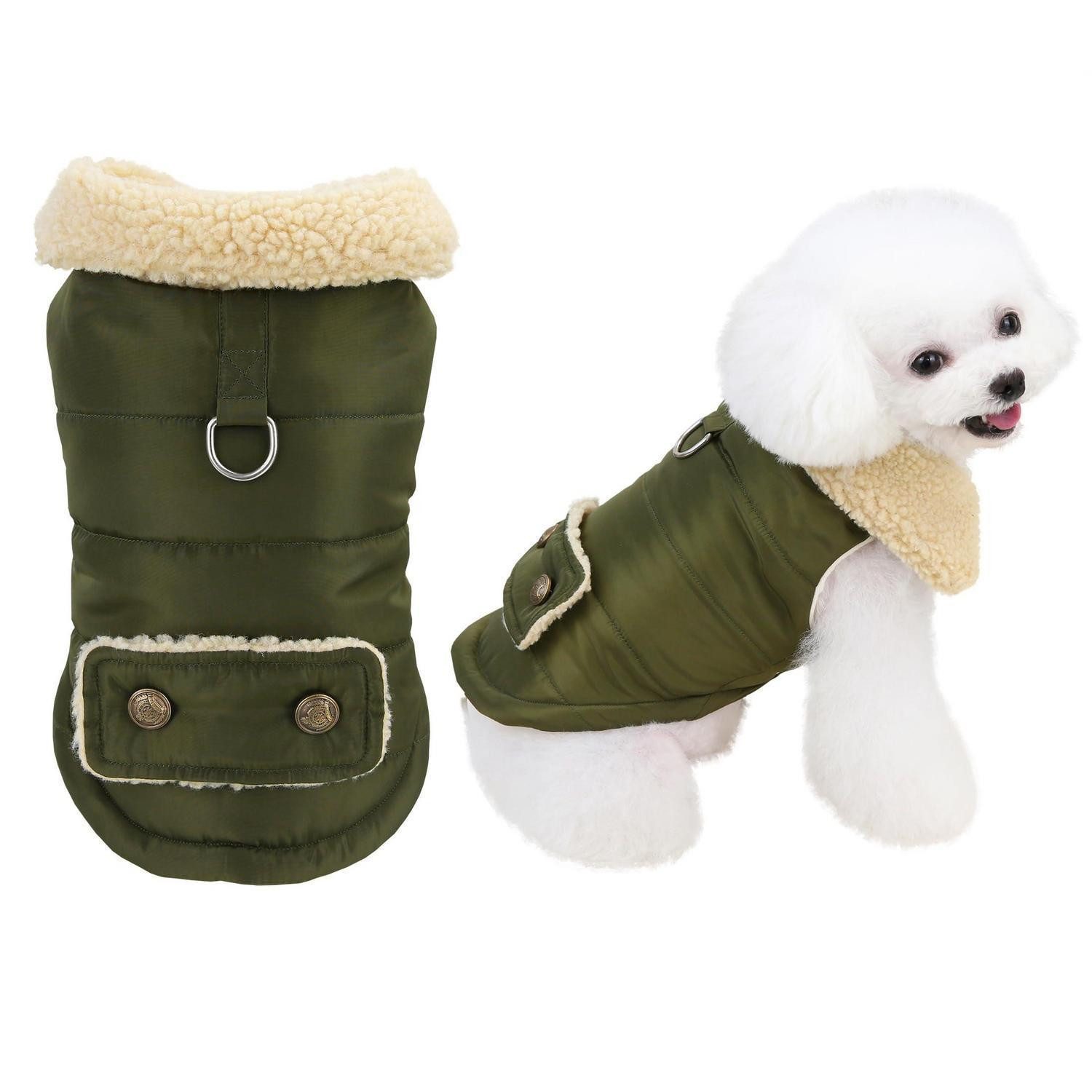 LuxusKollektion Hundemantel Hundemantel Kaltwettermantel Winddicht Fleece Nordisch-Grün