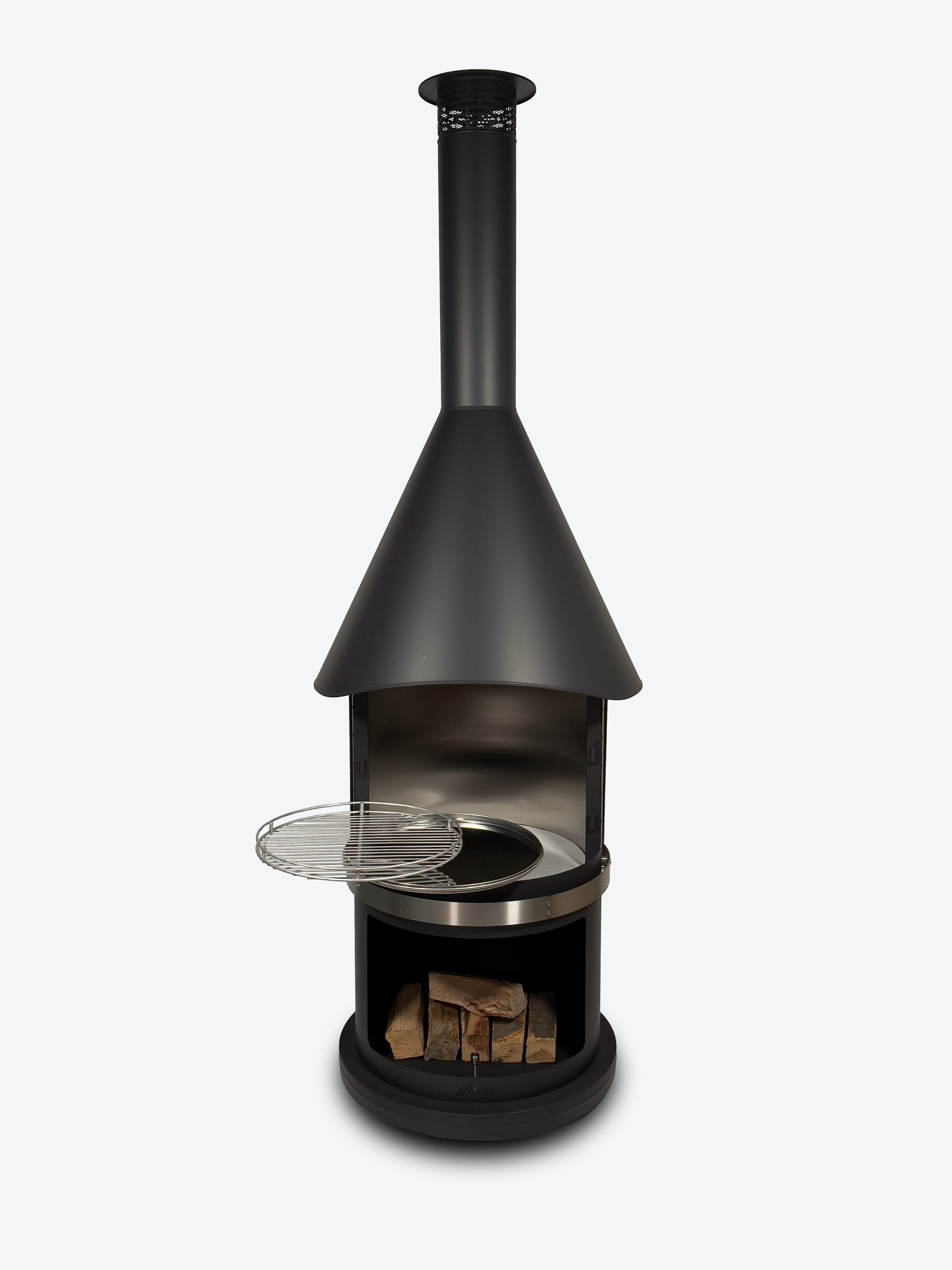 Firestar Gartenkamine Grillkamin DN 800 Swing 3. Generation NEU Edelstahl schwarz Grillkamin Kamin