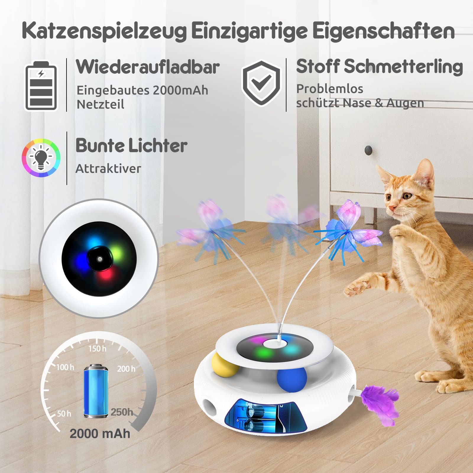 FOSMET Tier-Intelligenzspielzeug Katzenspielzeug, 3-in-1-Elektrisch Interak günstig online kaufen