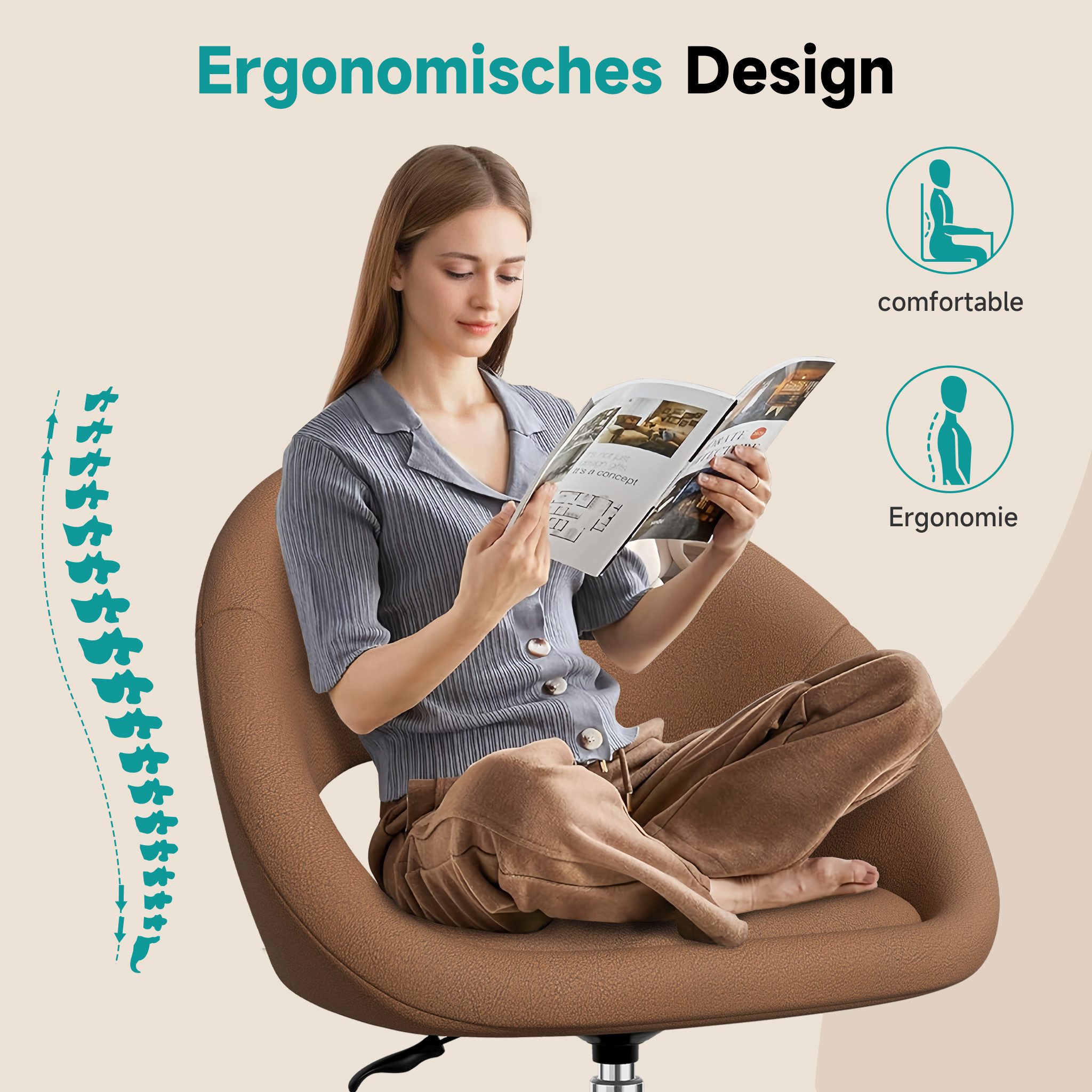 Hiazurm Bürostuhl Homeoffice Stuhl,Schminkstuhl mit Armlehnen,Drehstuhl günstig online kaufen