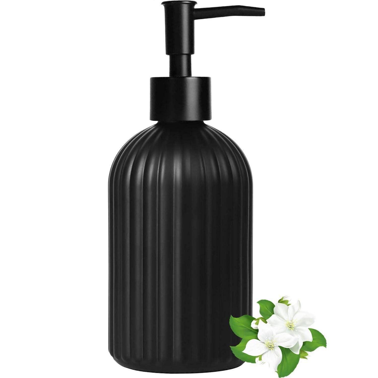 LuxusKollektion Seifenspender Seifenspender Glas Schwarz Matt 400ml